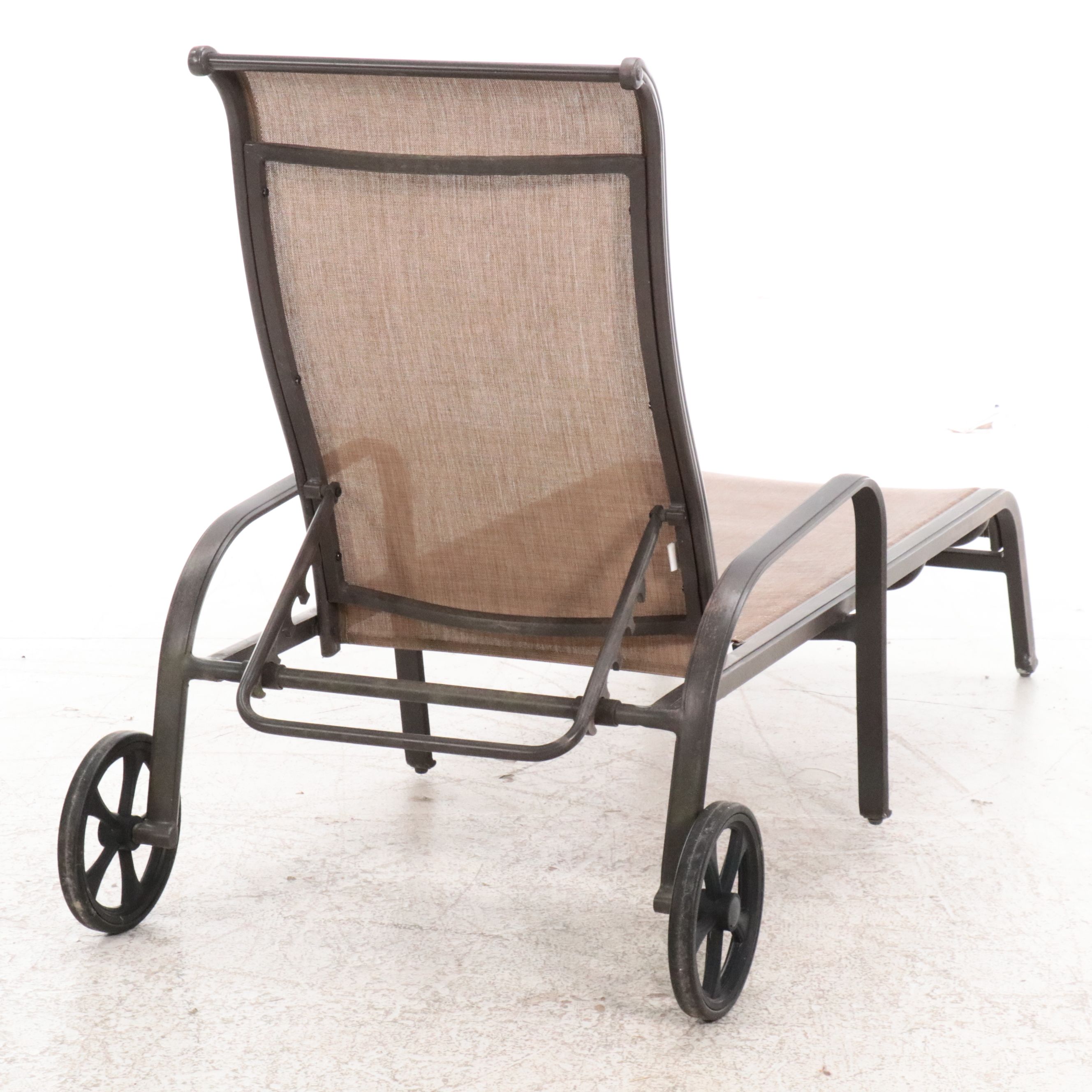 Pair of Contemporary Metal Framed Patio Chaise Lounges