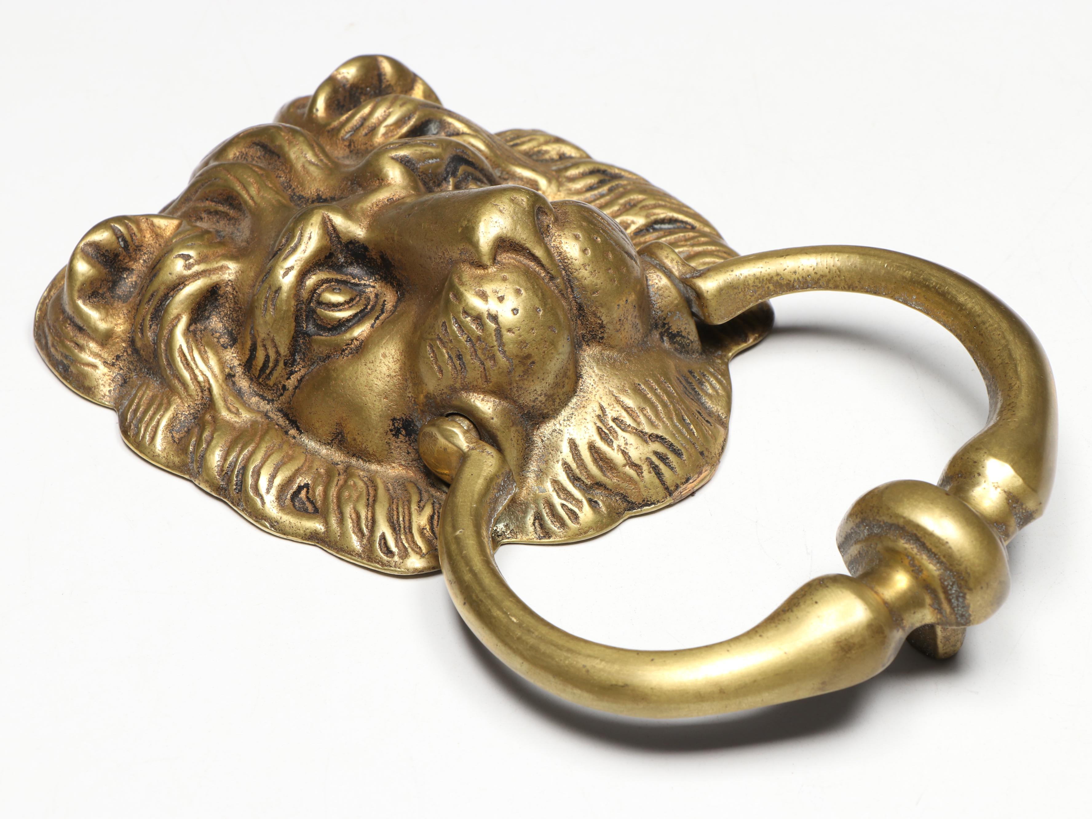 Peerage English Brass Lion Head Door Knocker