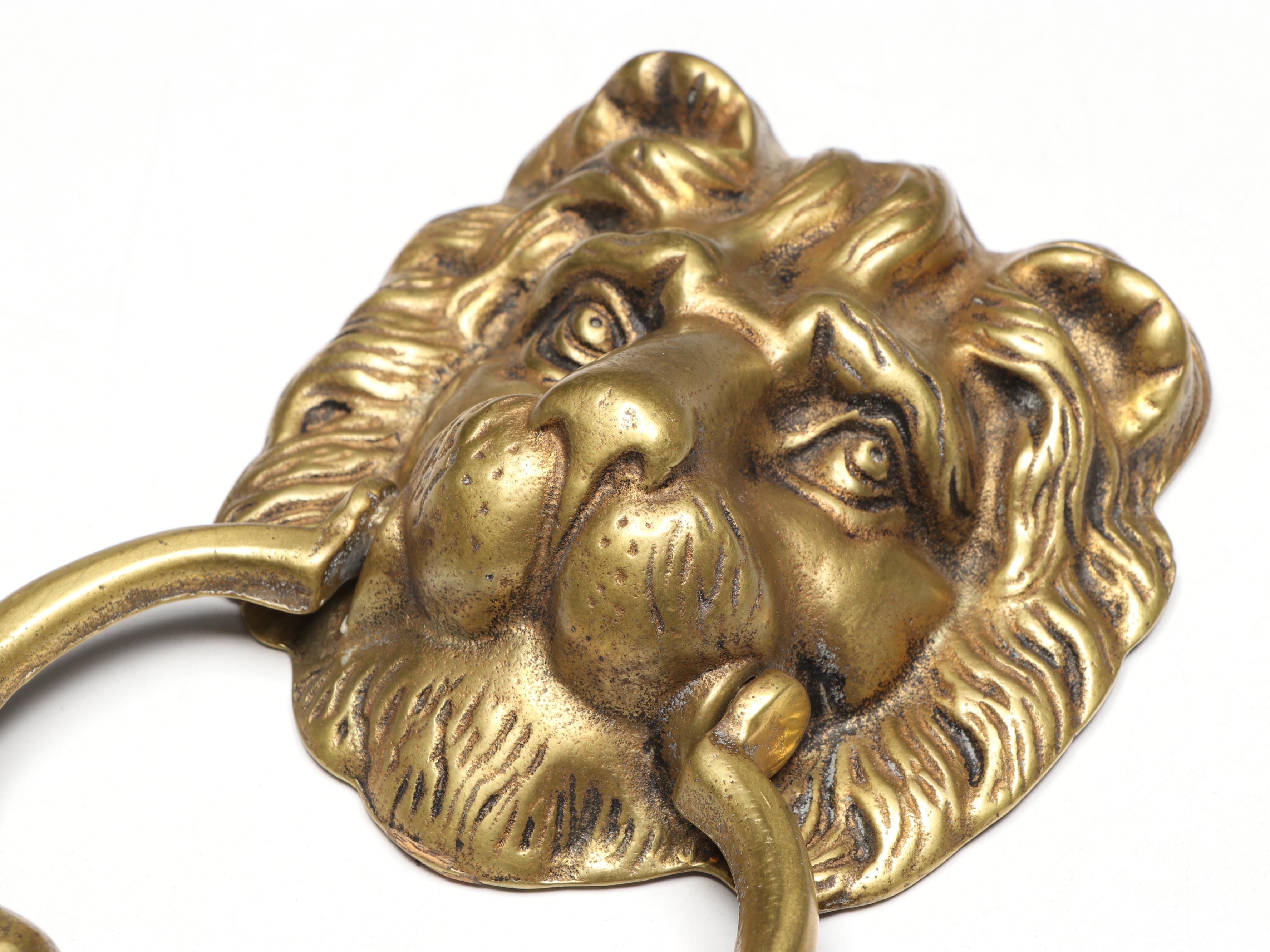 Peerage English Brass Lion Head Door Knocker
