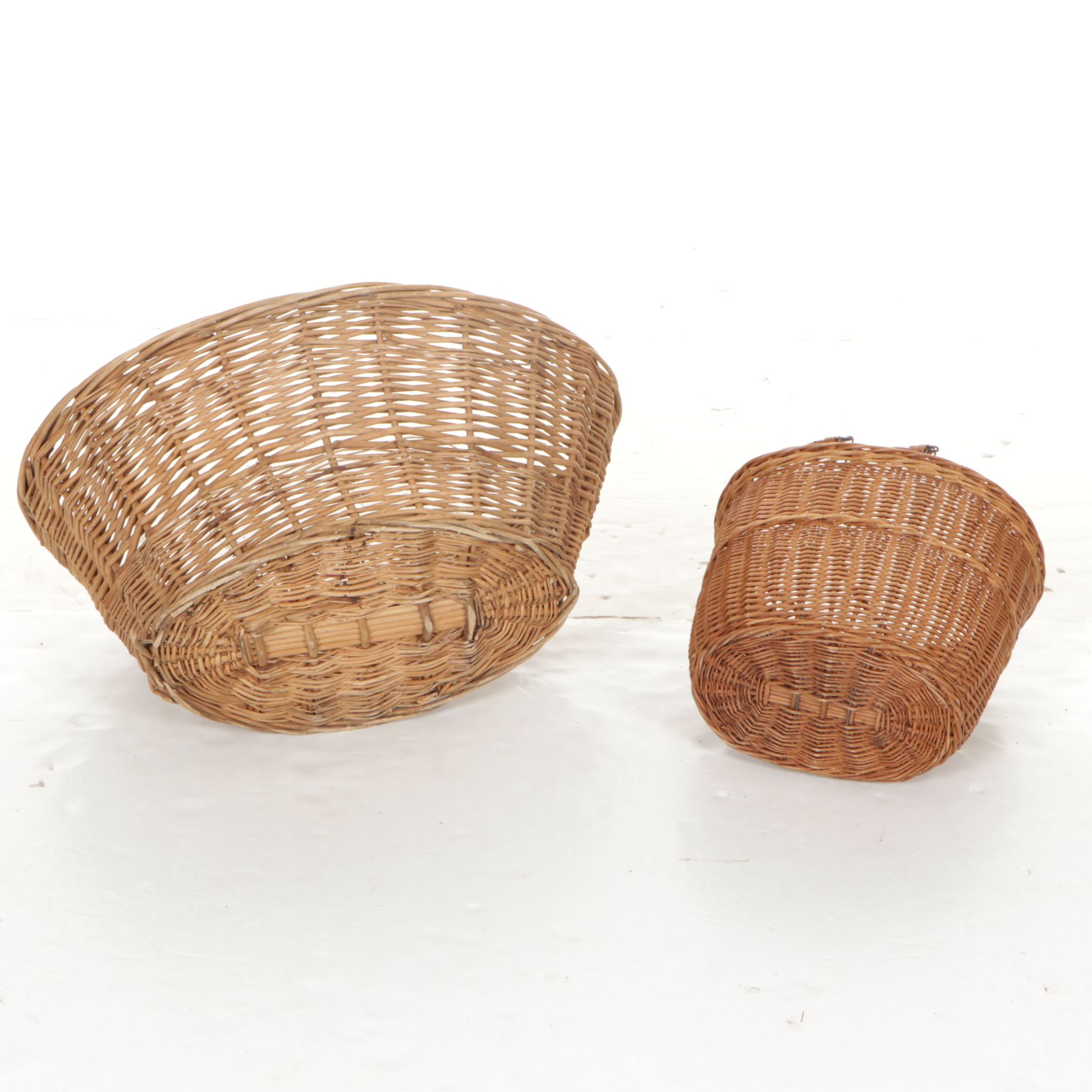 Pima Coiled Basket with Rustic Wood and Other Woven Baskets