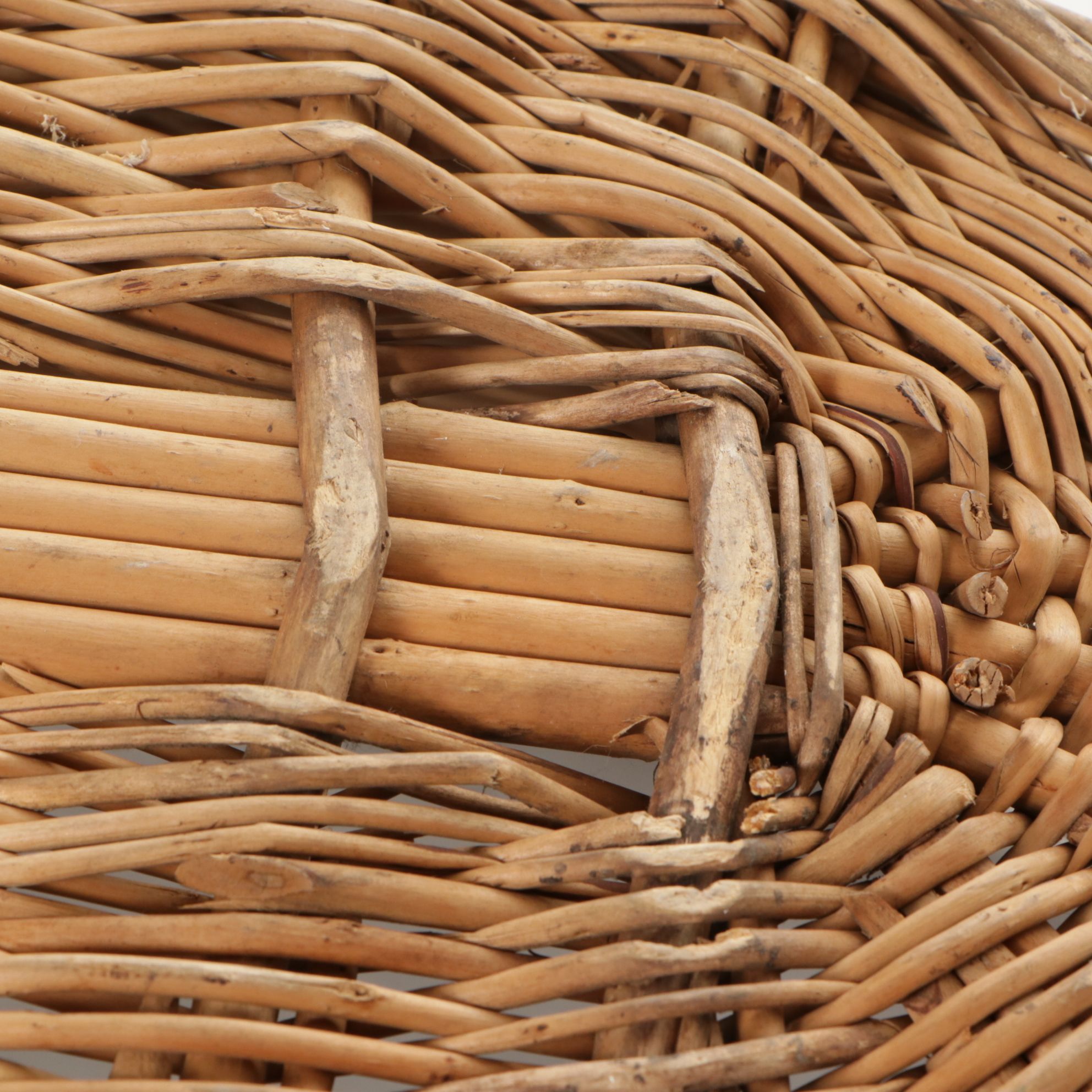 Pima Coiled Basket with Rustic Wood and Other Woven Baskets