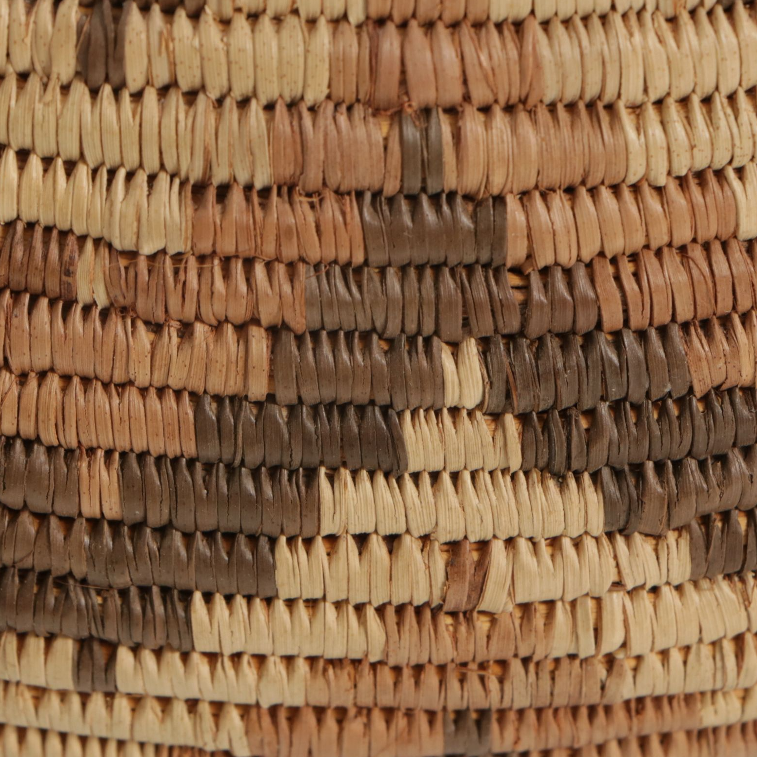 Pima Coiled Basket with Rustic Wood and Other Woven Baskets