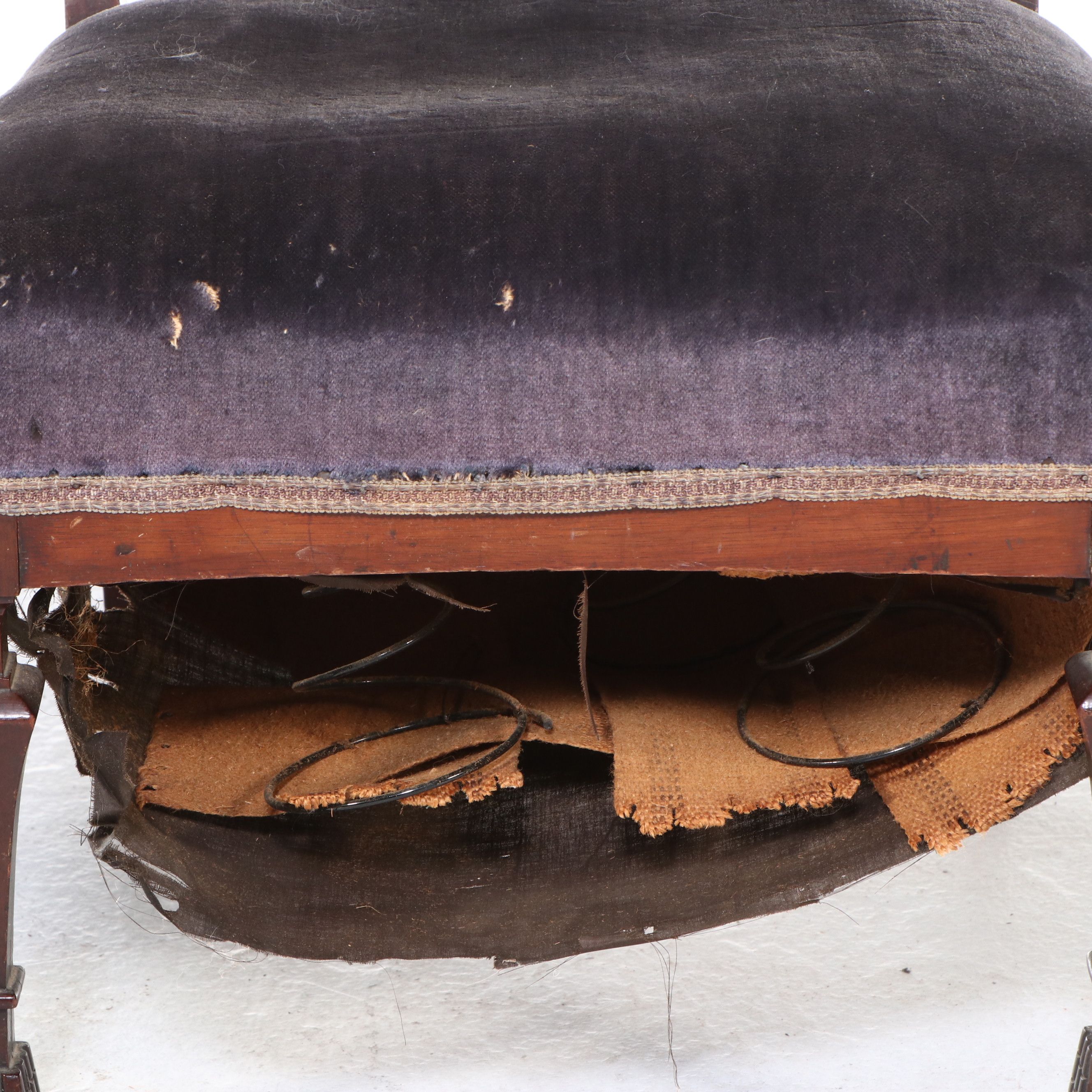 Pair of Victorian Velvet Upholstered Parlor Chairs, 19th Century