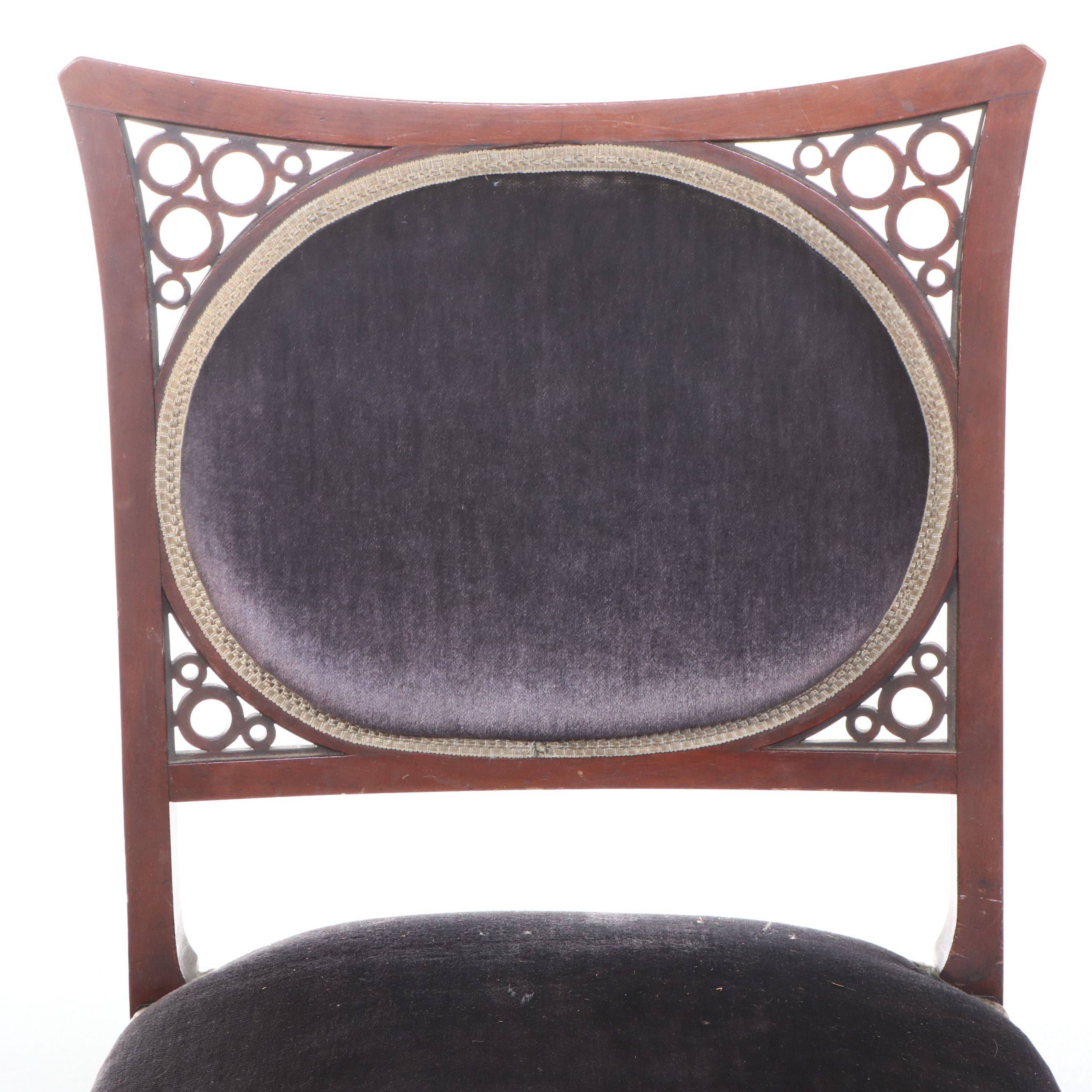 Pair of Victorian Velvet Upholstered Parlor Chairs, 19th Century