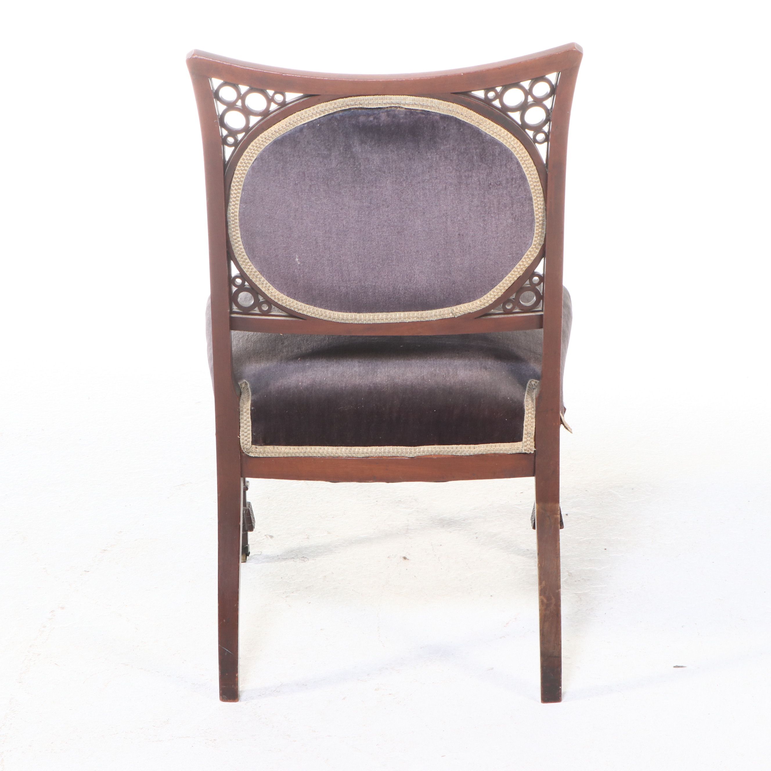 Pair of Victorian Velvet Upholstered Parlor Chairs, 19th Century