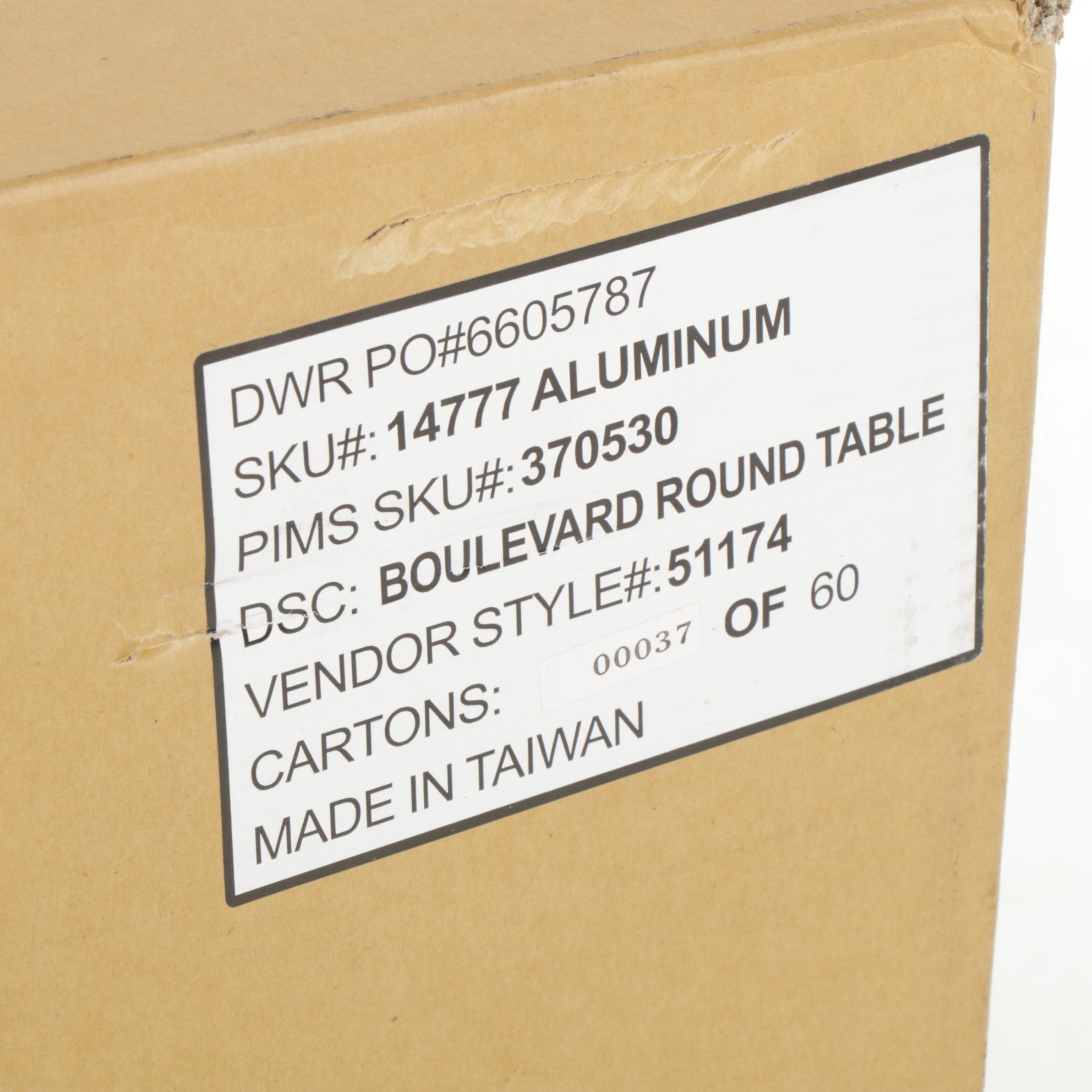 Design Within Reach "Boulevard" Powder Coated Aluminum Outdoor Dining Table