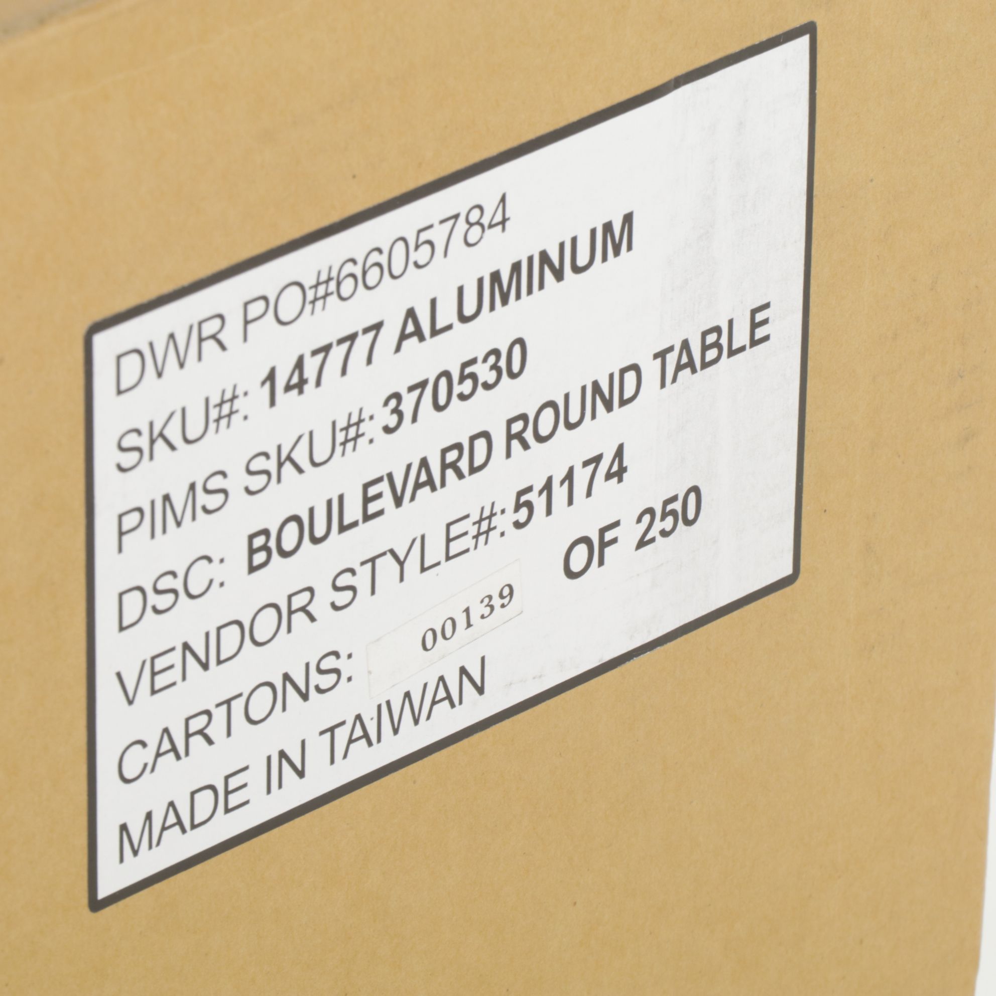 Design Within Reach "Boulevard" Powder Coated Aluminum Outdoor Dining Table