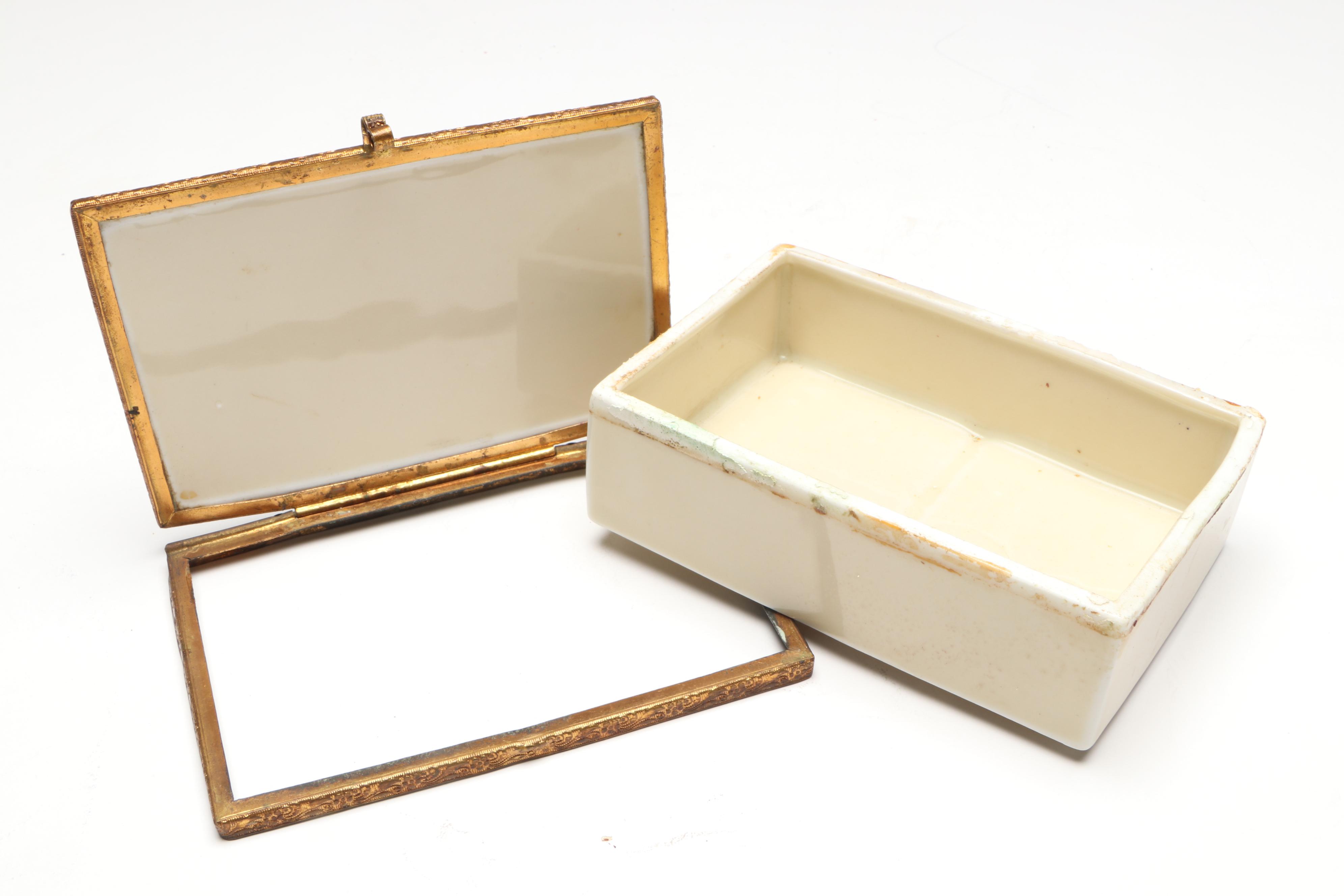 Czechoslovak, Staffordshire and Lenox Decorative Porcelain Boxes