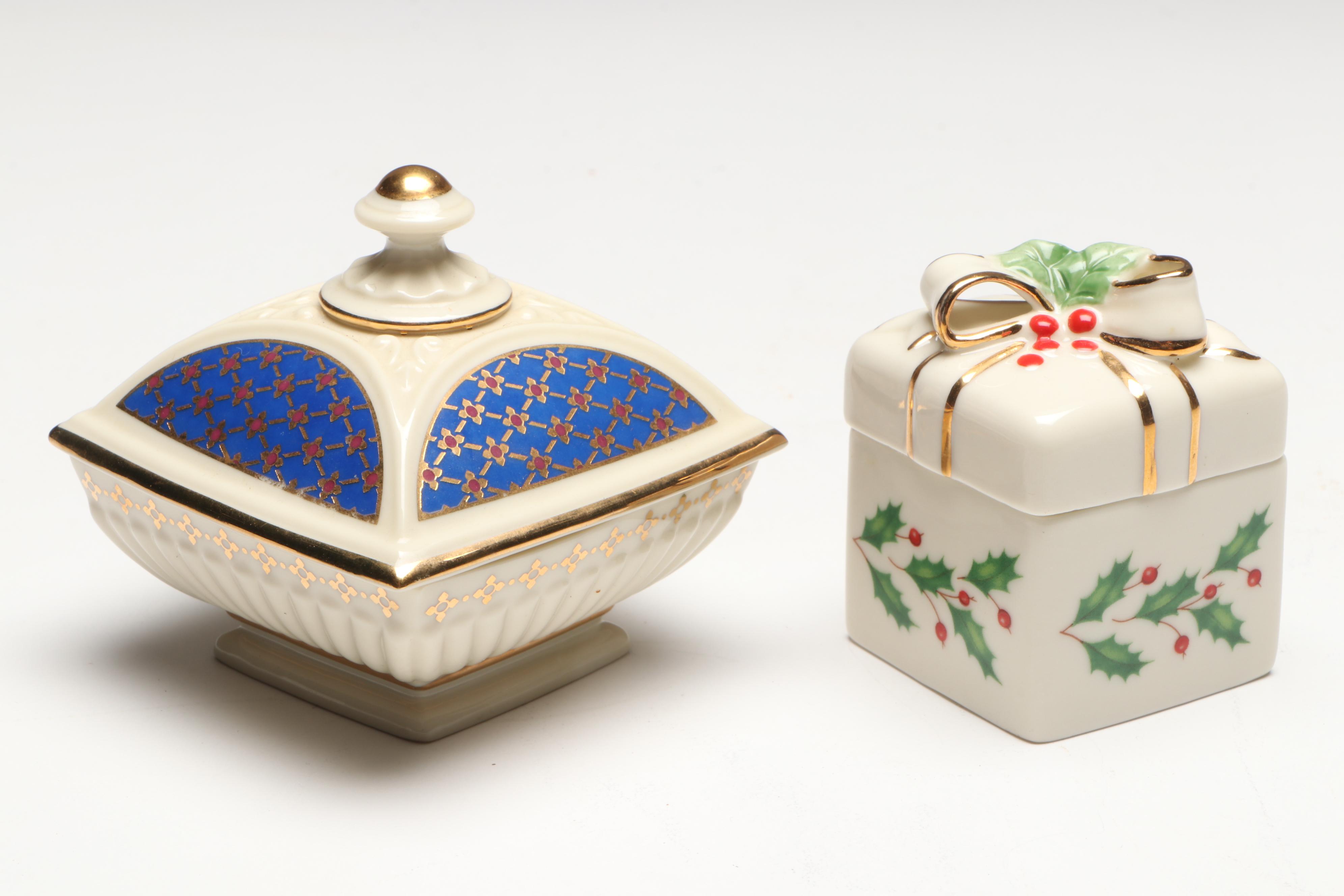 Czechoslovak, Staffordshire and Lenox Decorative Porcelain Boxes