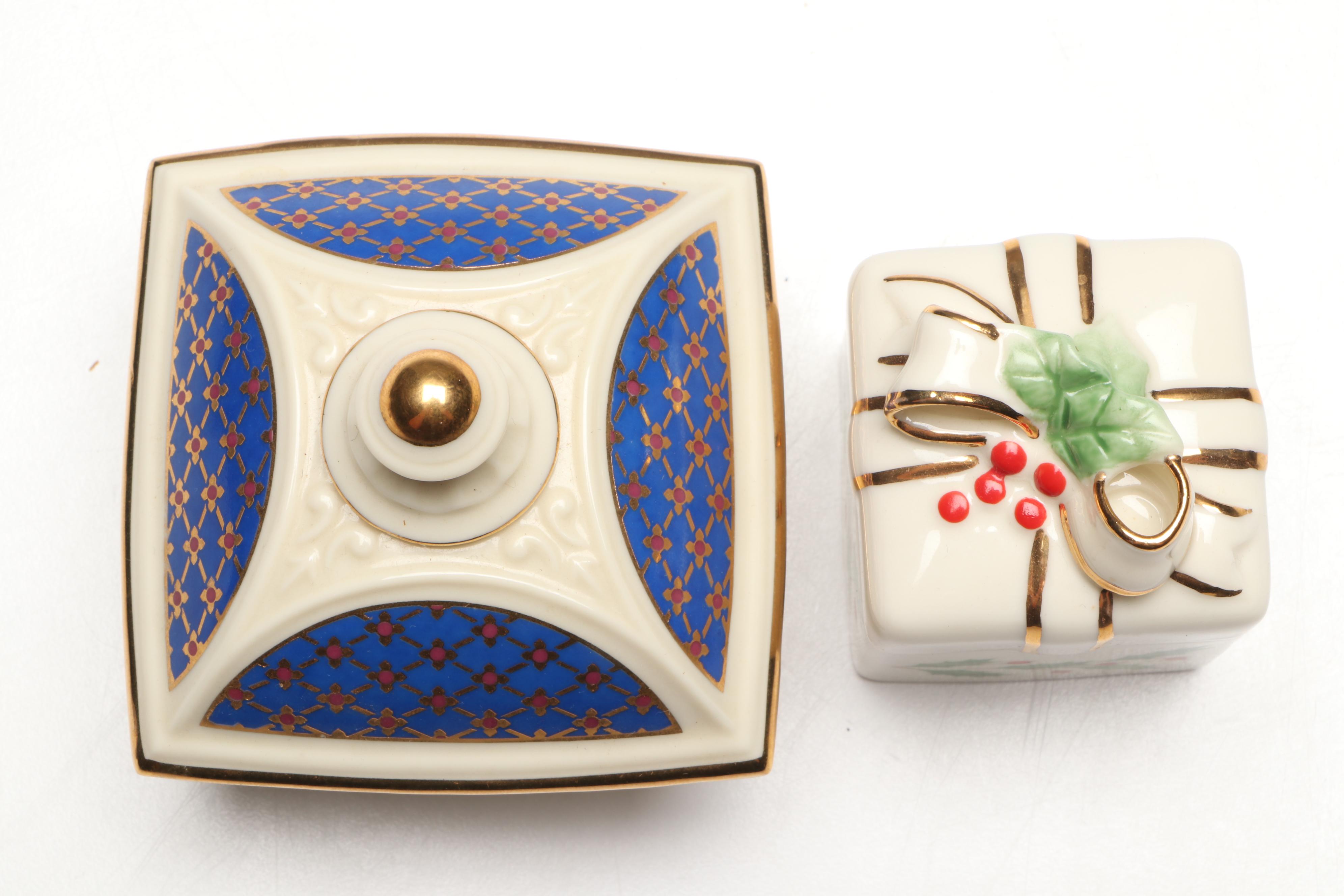 Czechoslovak, Staffordshire and Lenox Decorative Porcelain Boxes