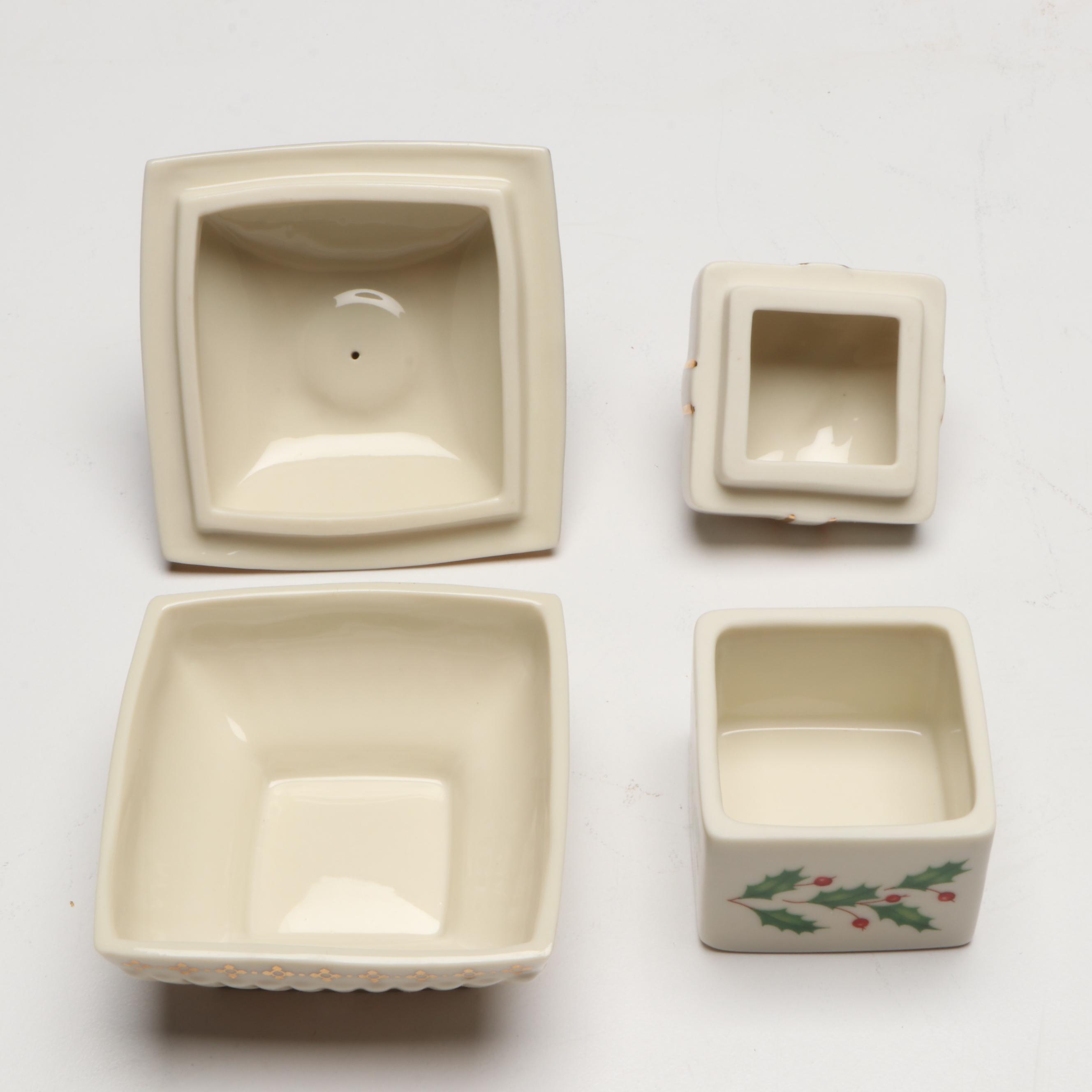 Czechoslovak, Staffordshire and Lenox Decorative Porcelain Boxes