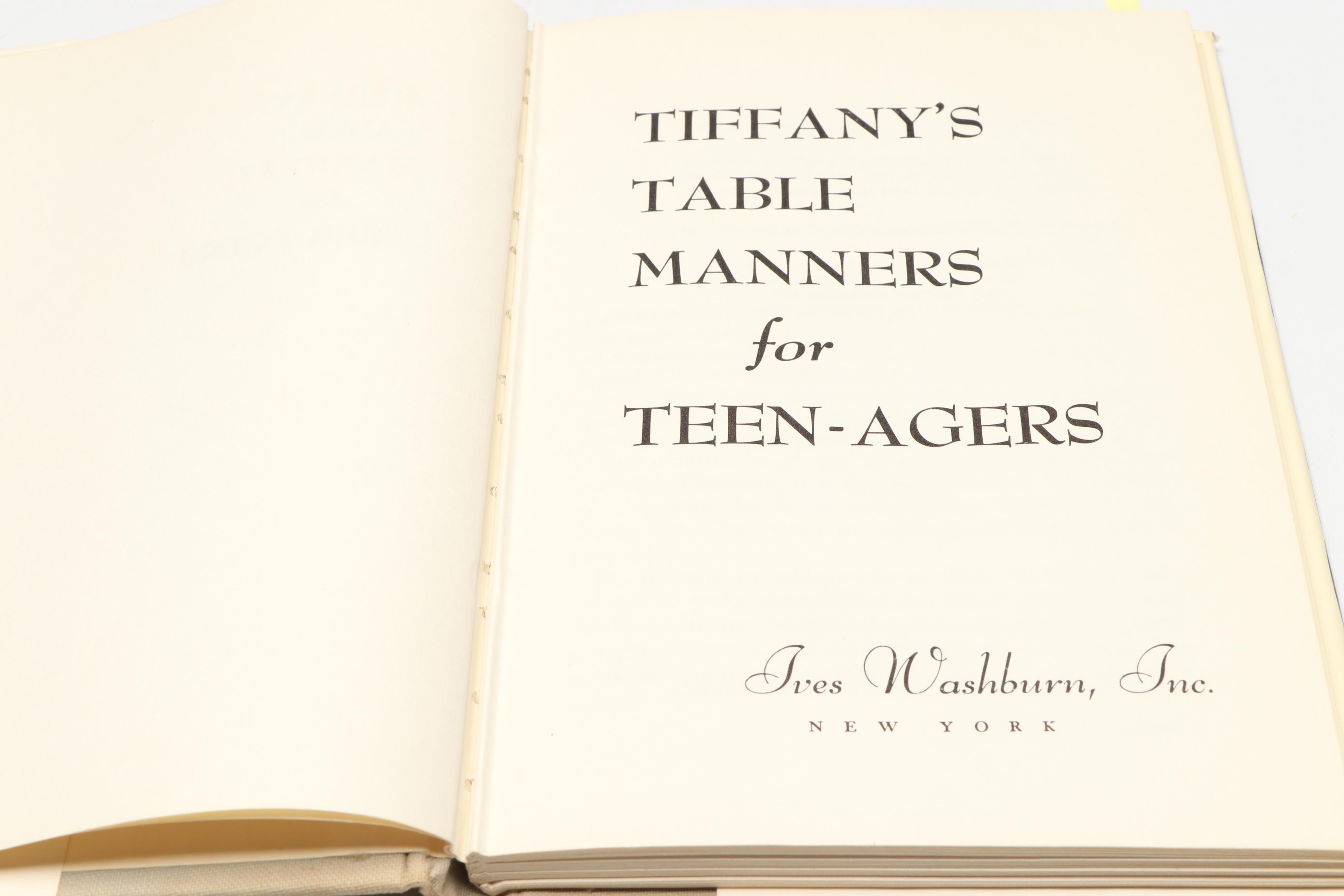 Fourth Printing "Tiffany's Table Manners for Teenagers" by Walter Hoving, 1961