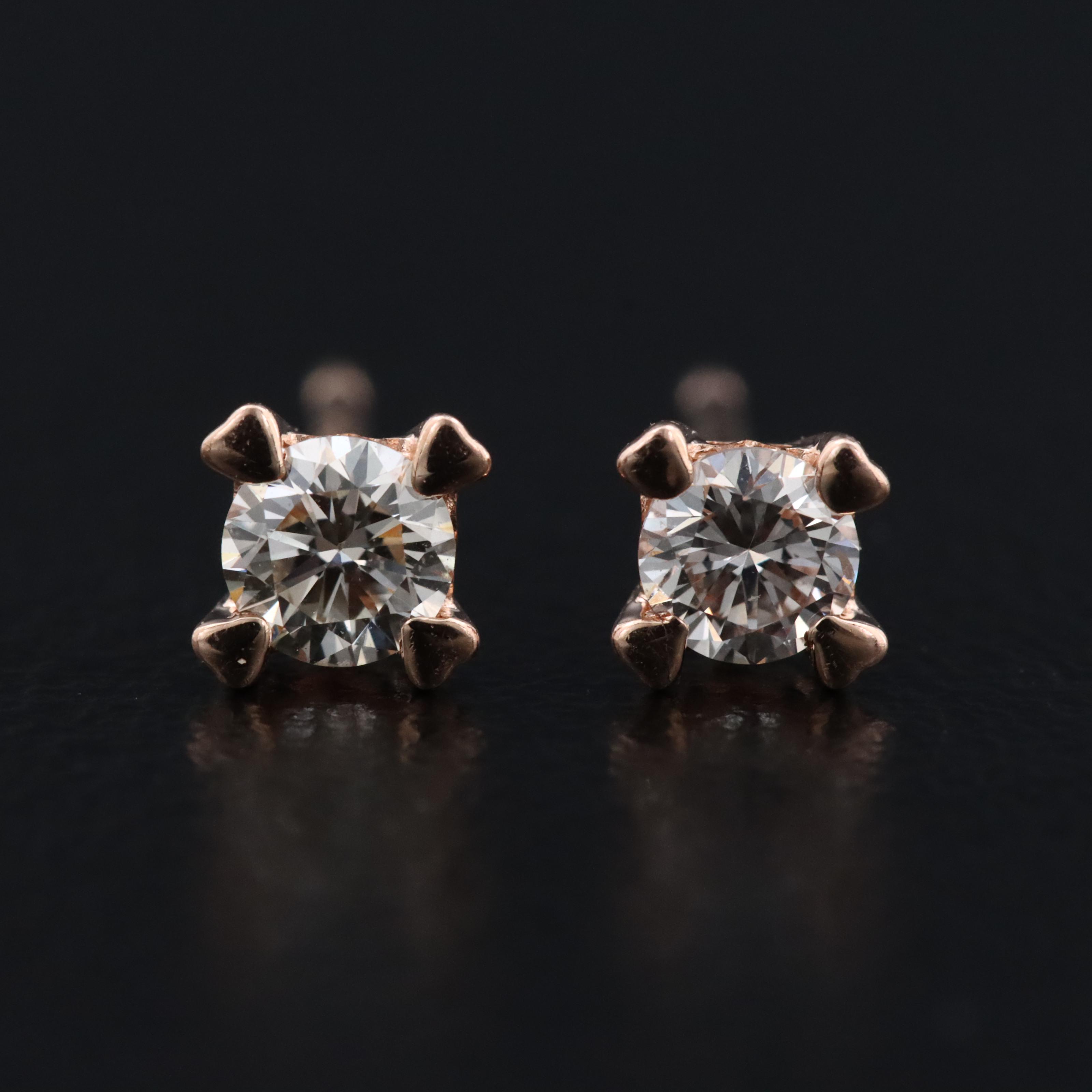 14K Rose Gold 0.22 CTW Diamond Stud Earrings