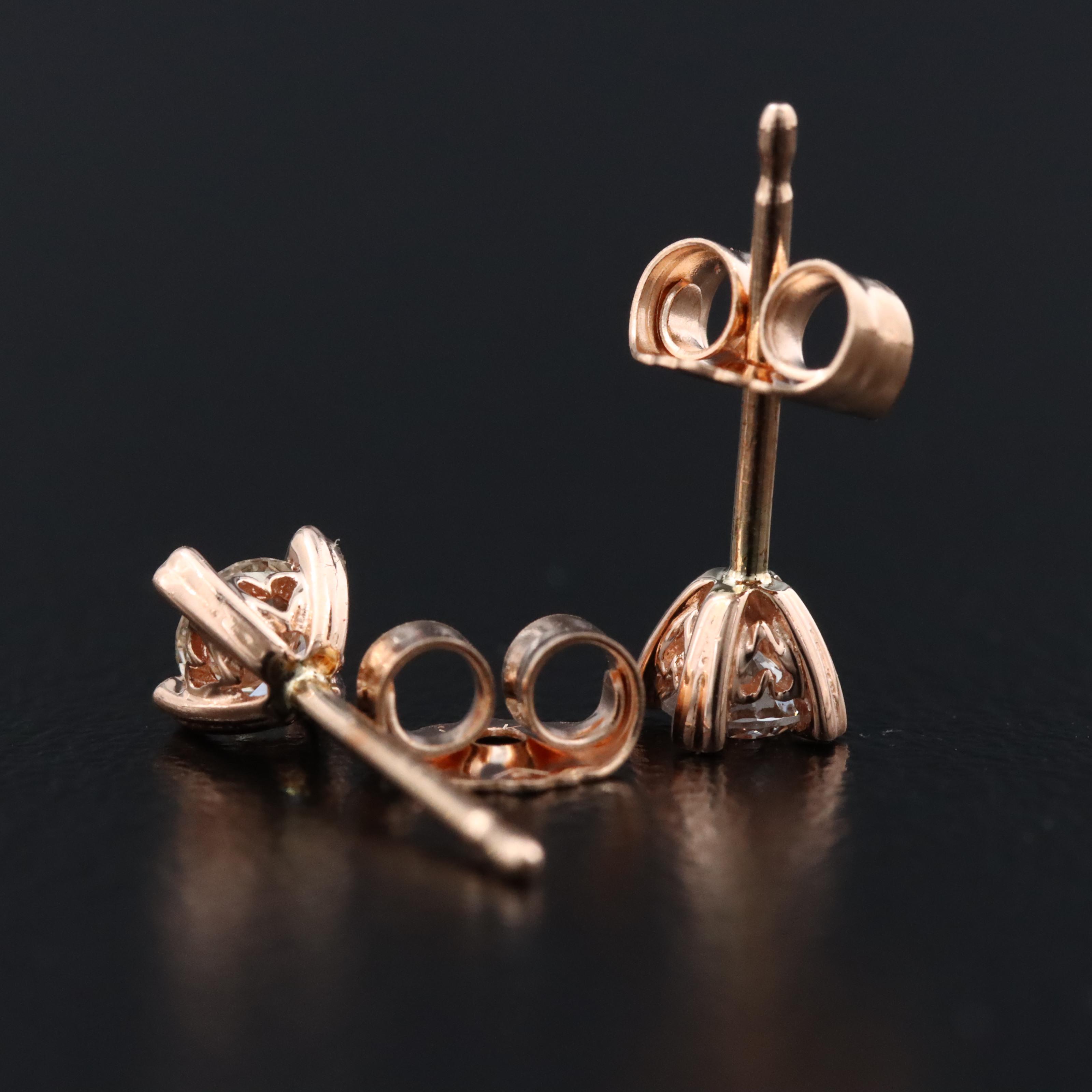 14K Rose Gold 0.22 CTW Diamond Stud Earrings