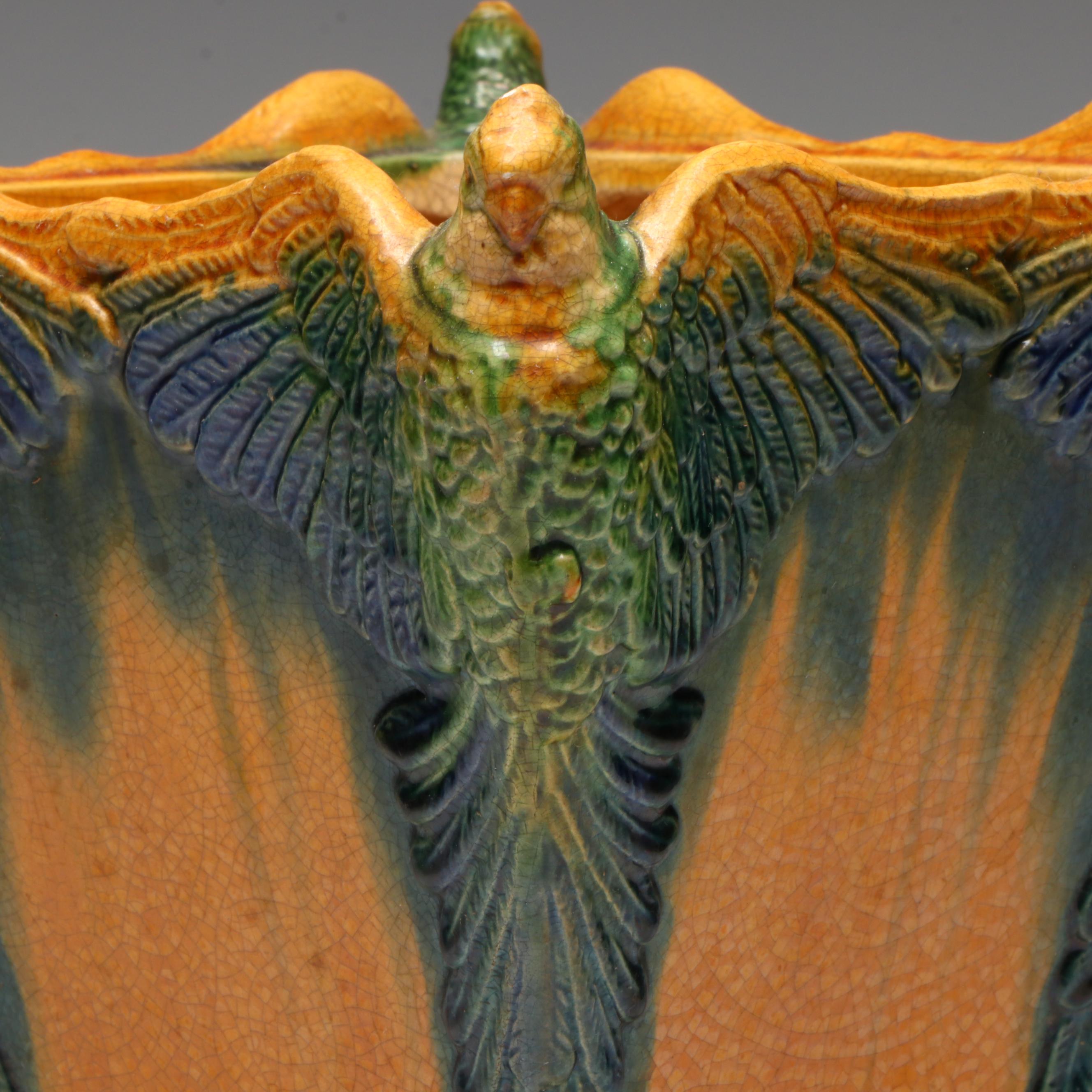 Majolica Parrot Planter