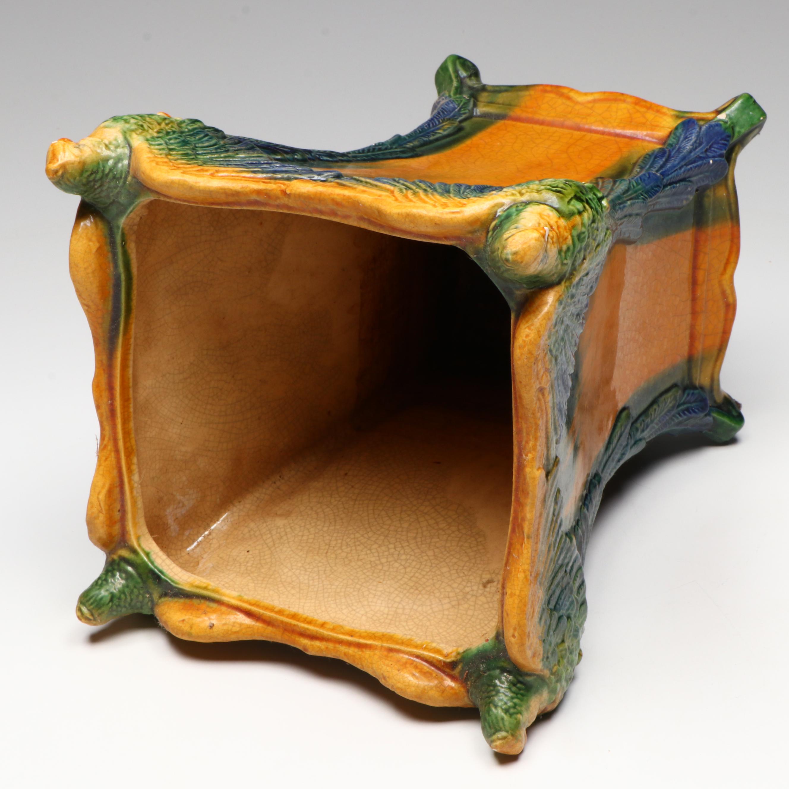 Majolica Parrot Planter