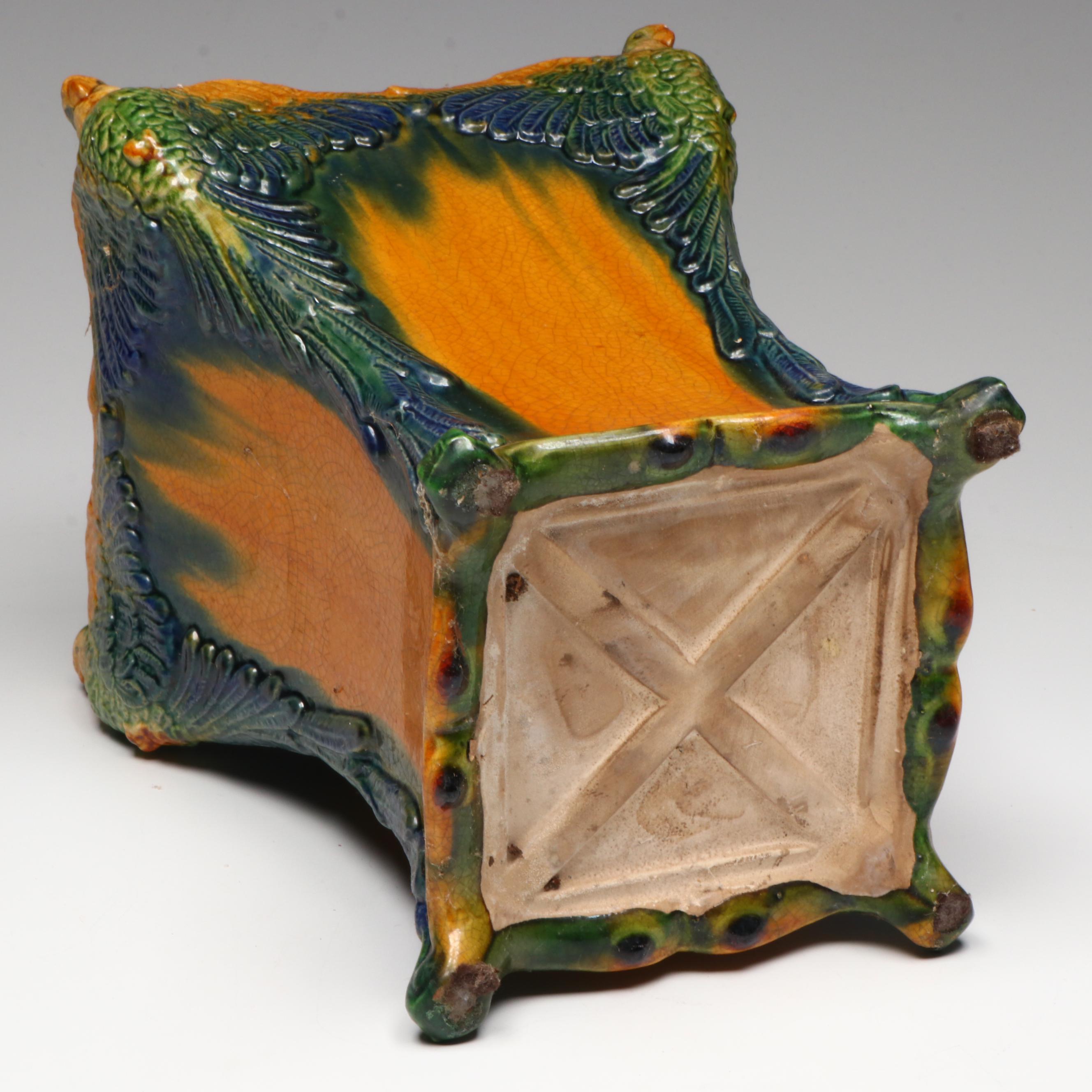 Majolica Parrot Planter