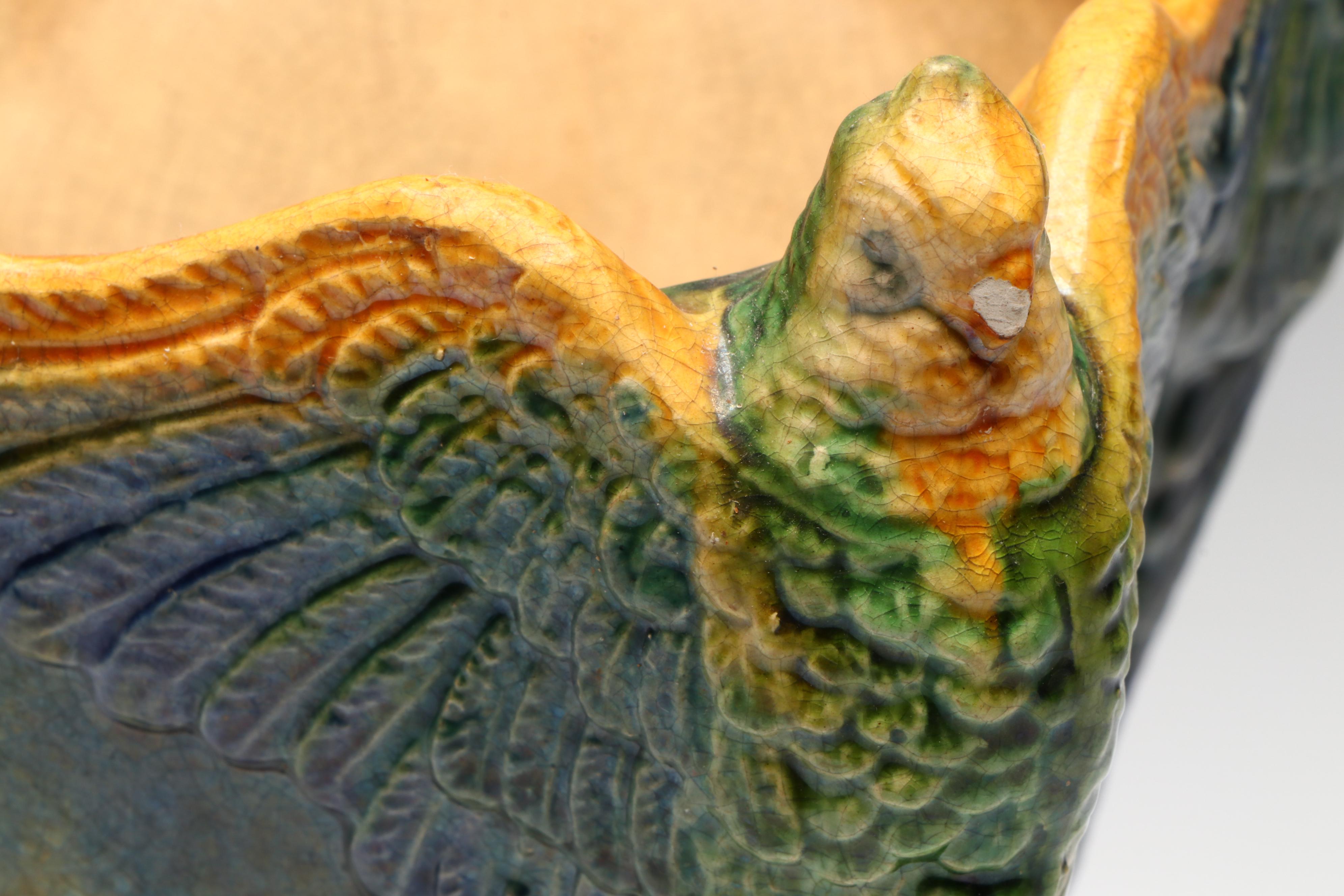 Majolica Parrot Planter