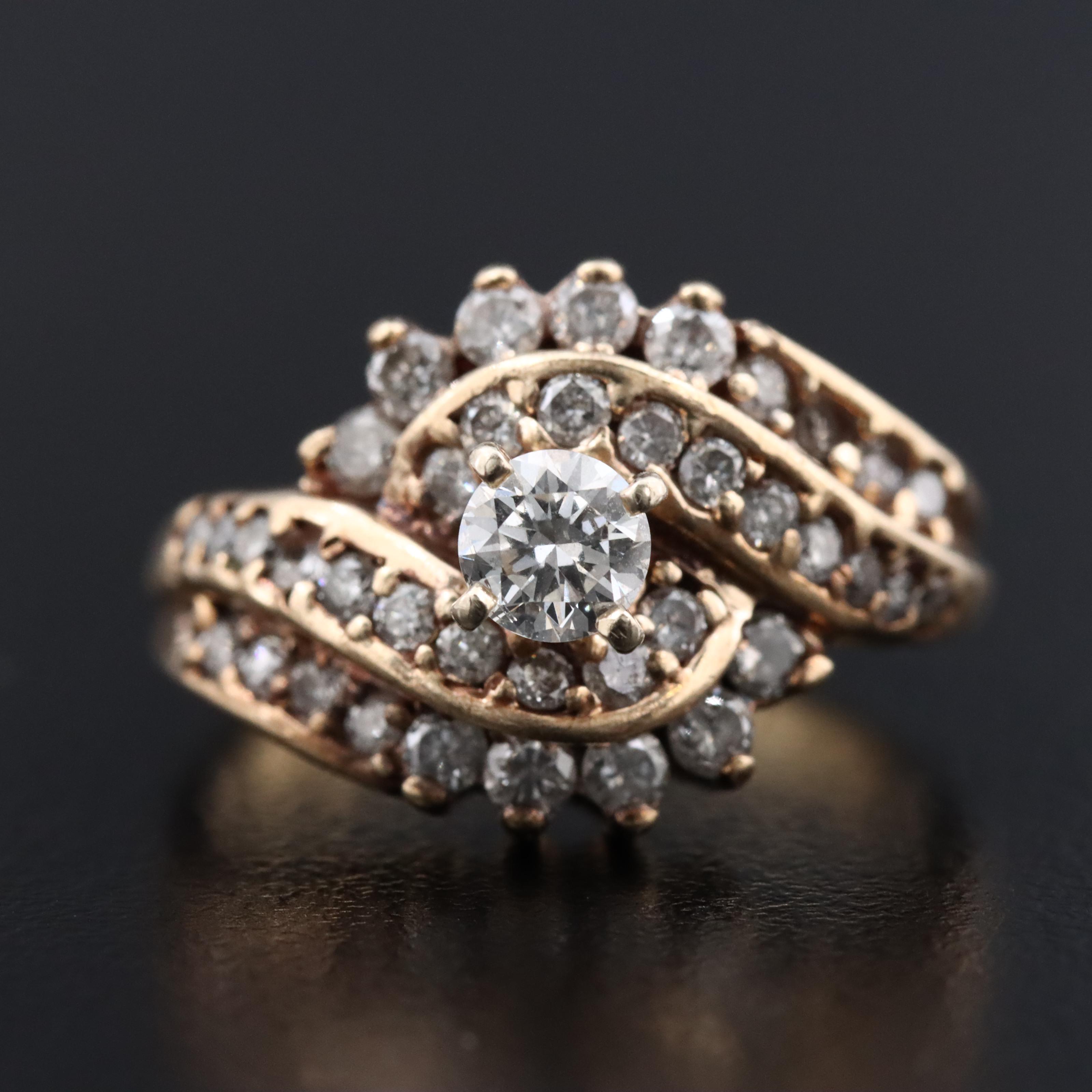 14K and 10K 1.02 CTW Diamond Ring