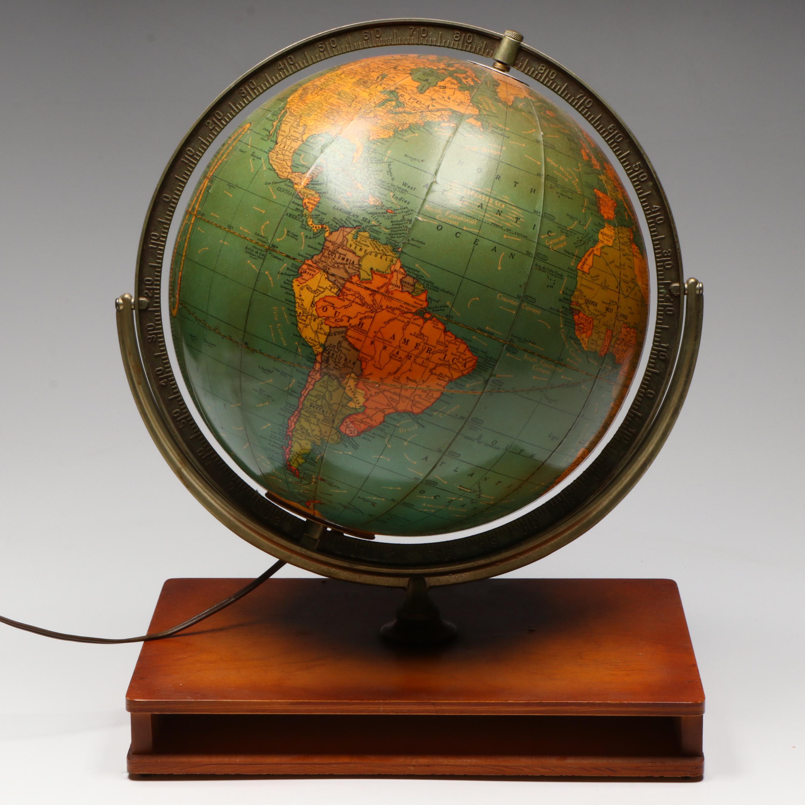 Cram's Terrestrial Illuminated Desk Globe, Vintage