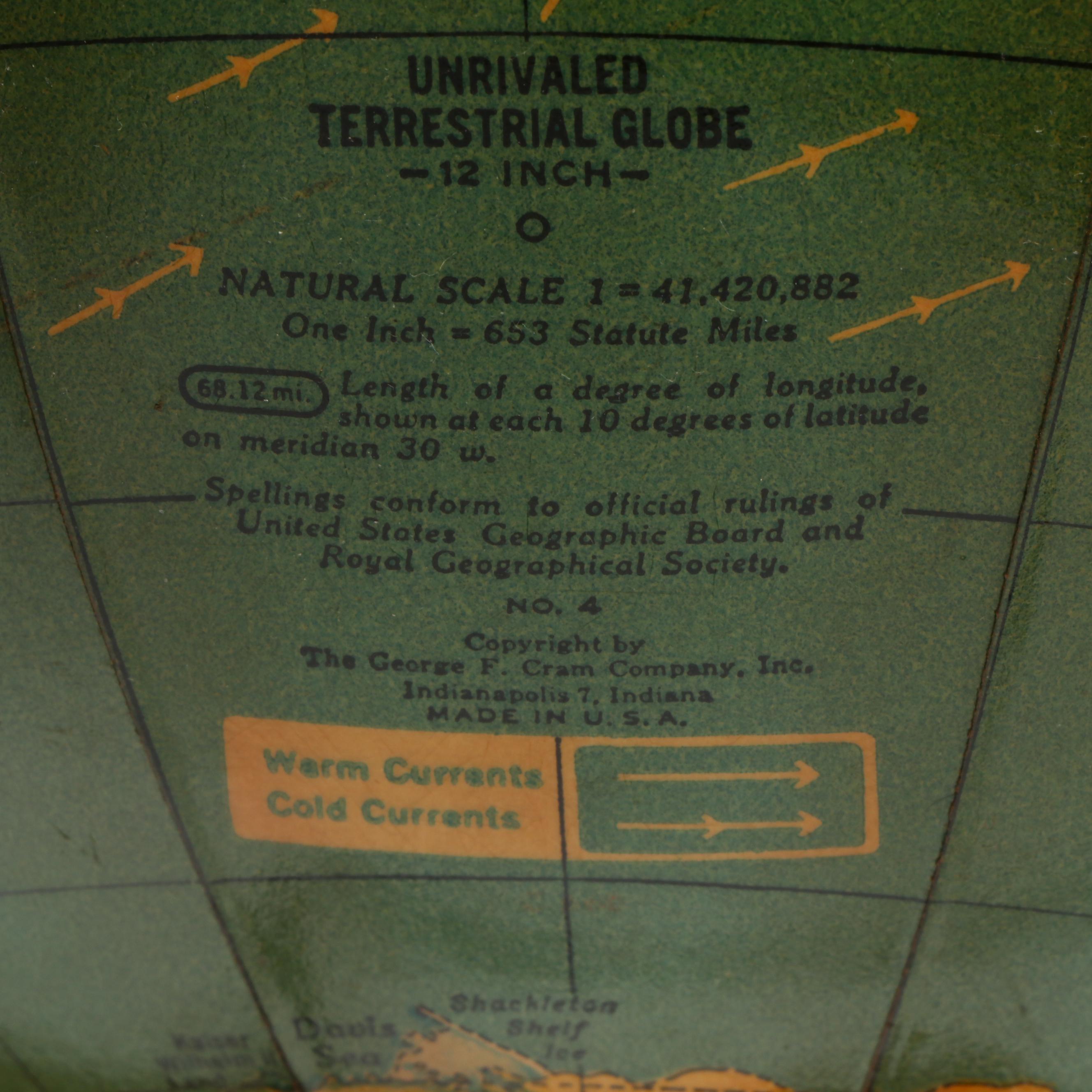 Cram's Terrestrial Illuminated Desk Globe, Vintage