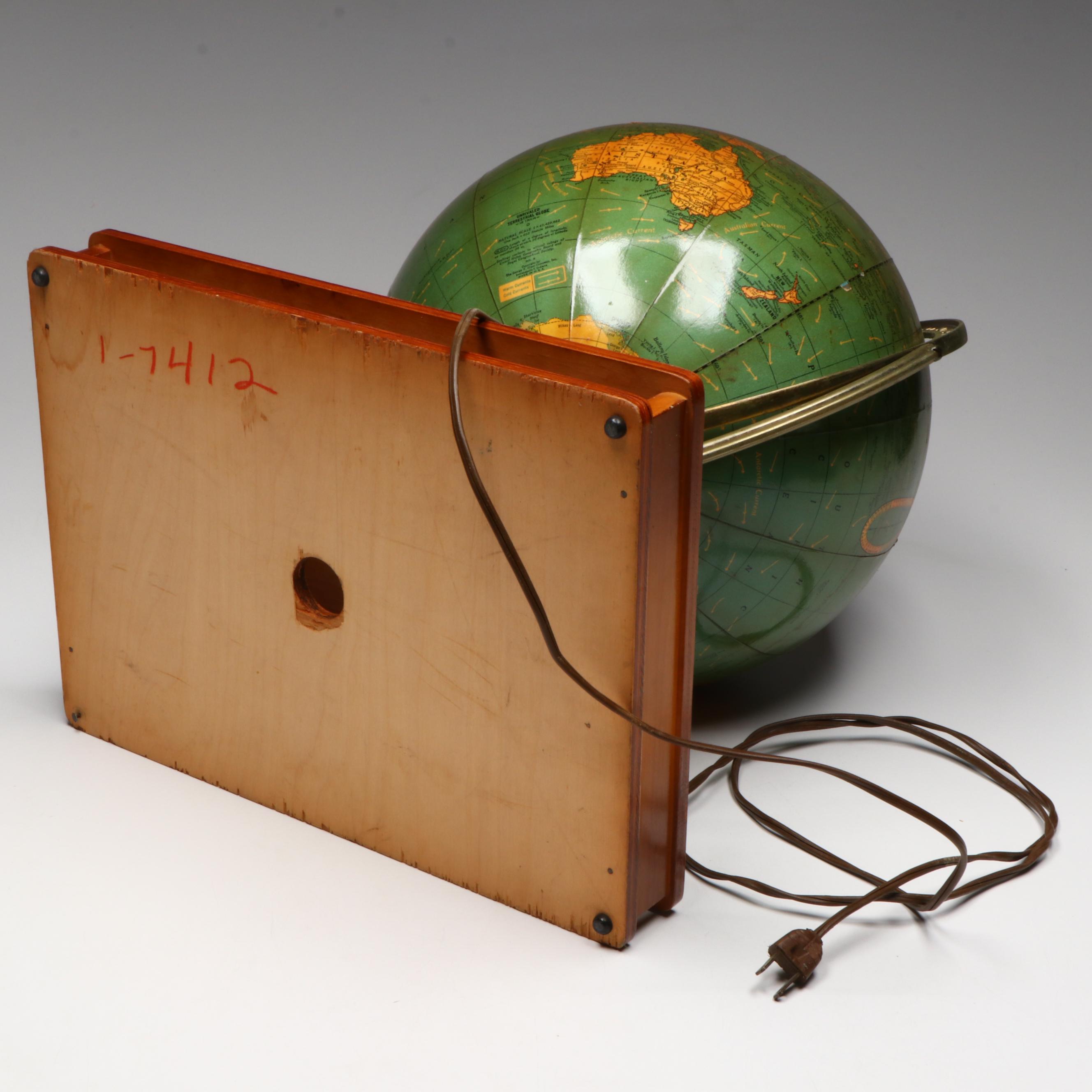 Cram's Terrestrial Illuminated Desk Globe, Vintage