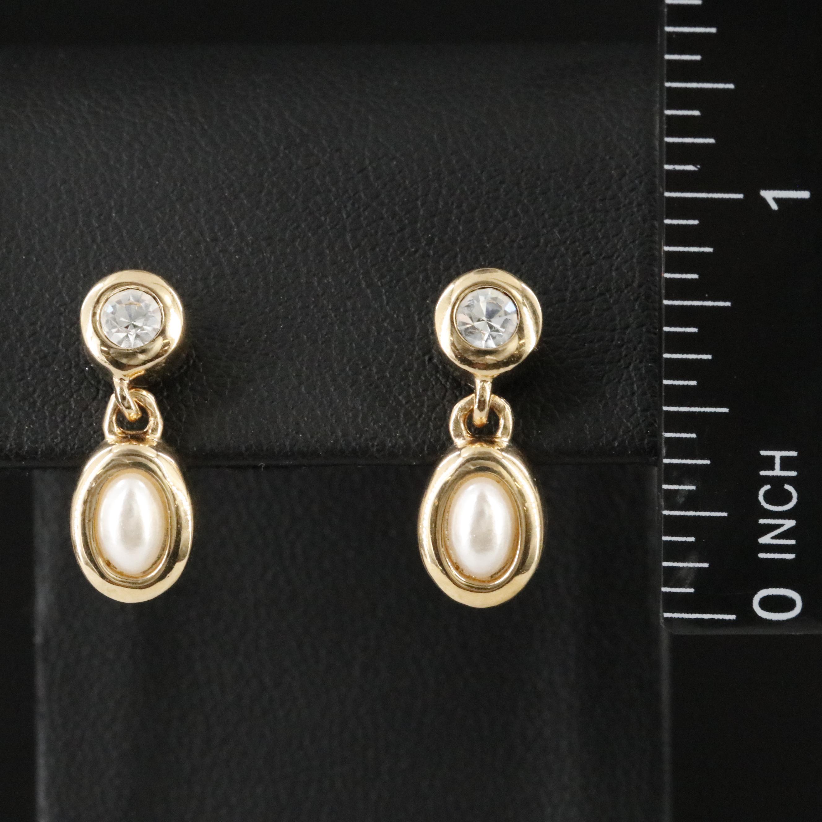 Christian Dior Glass Crystal and Faux Pearl Drop Earrings