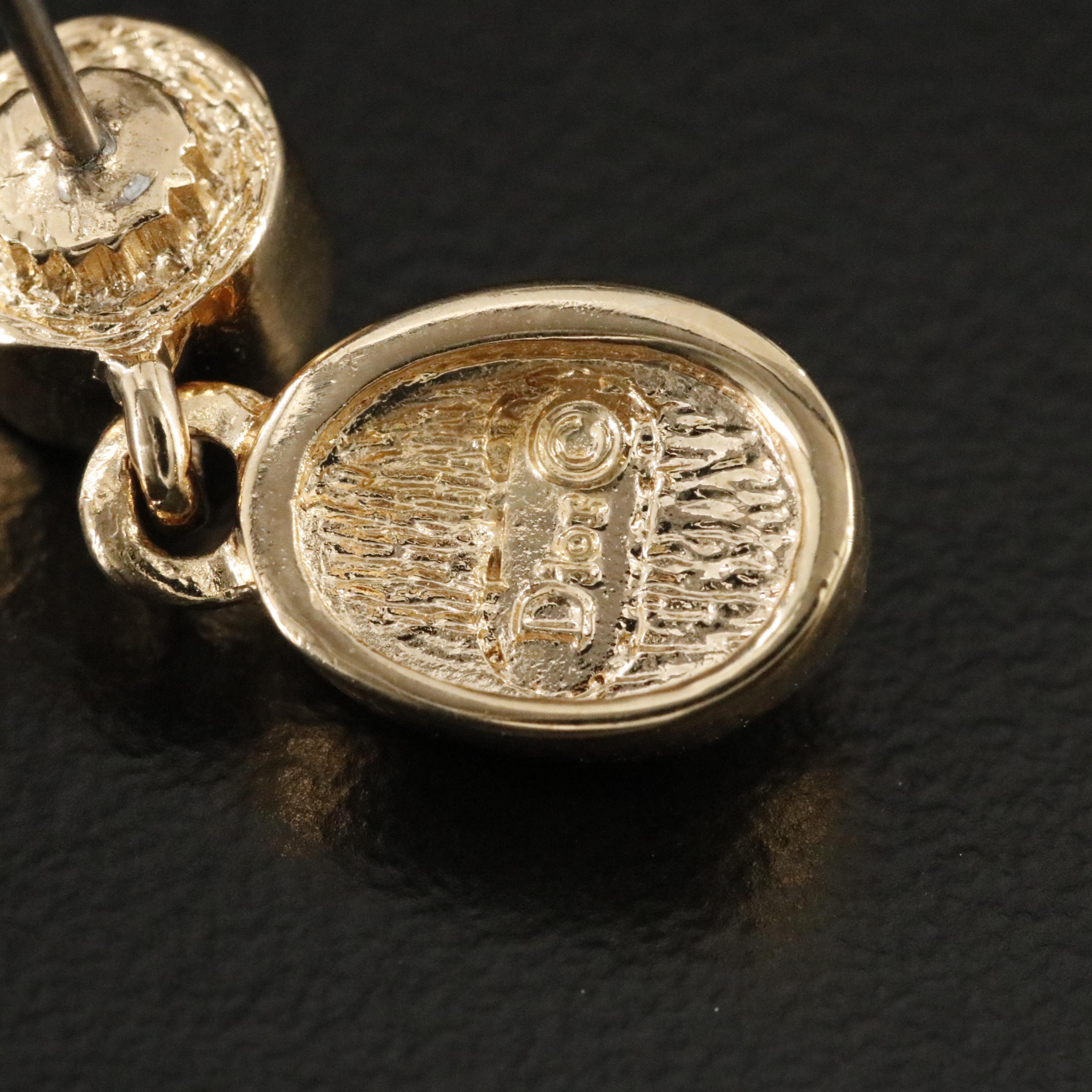 Christian Dior Glass Crystal and Faux Pearl Drop Earrings