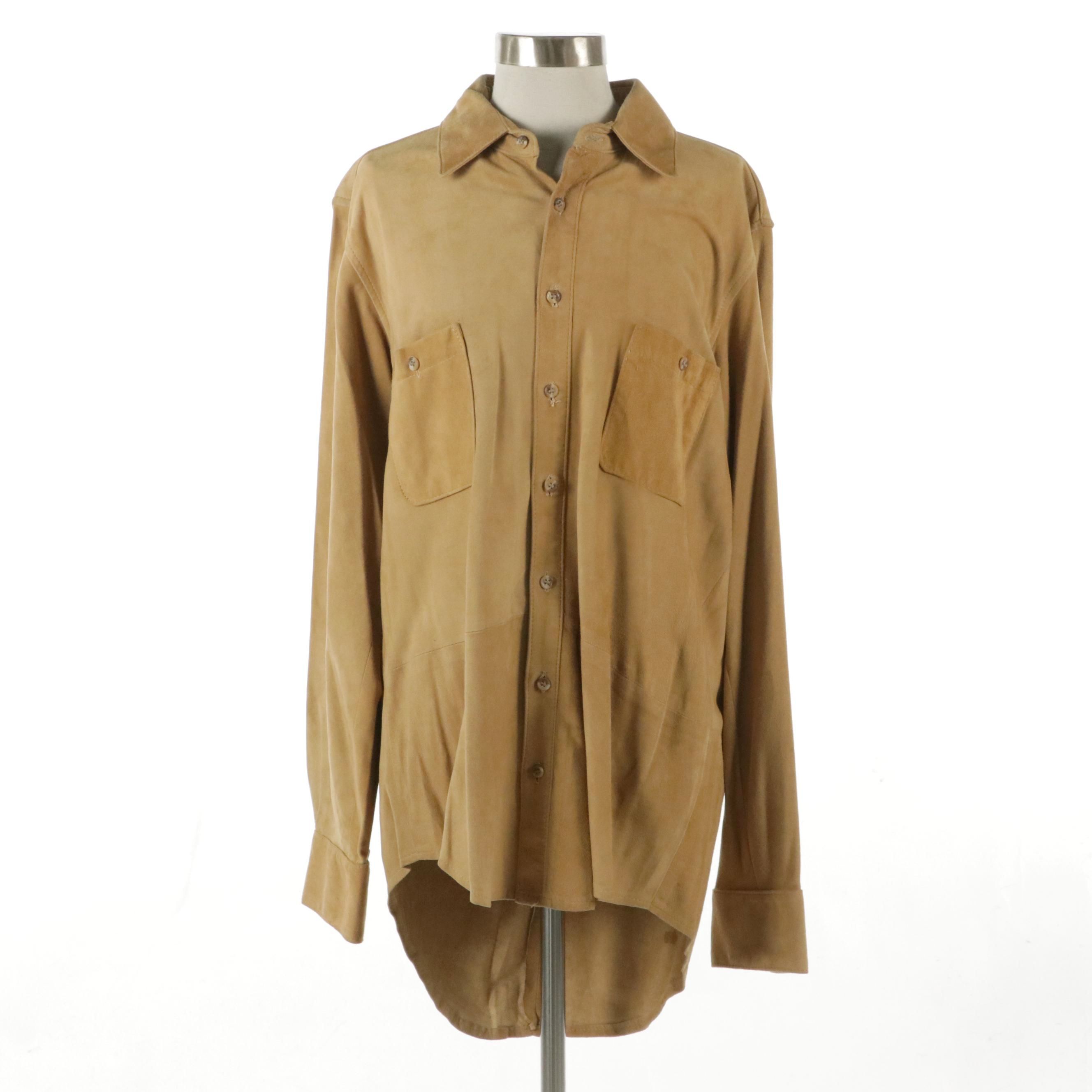Burberrys Vintage Suede Button-Up Shirt