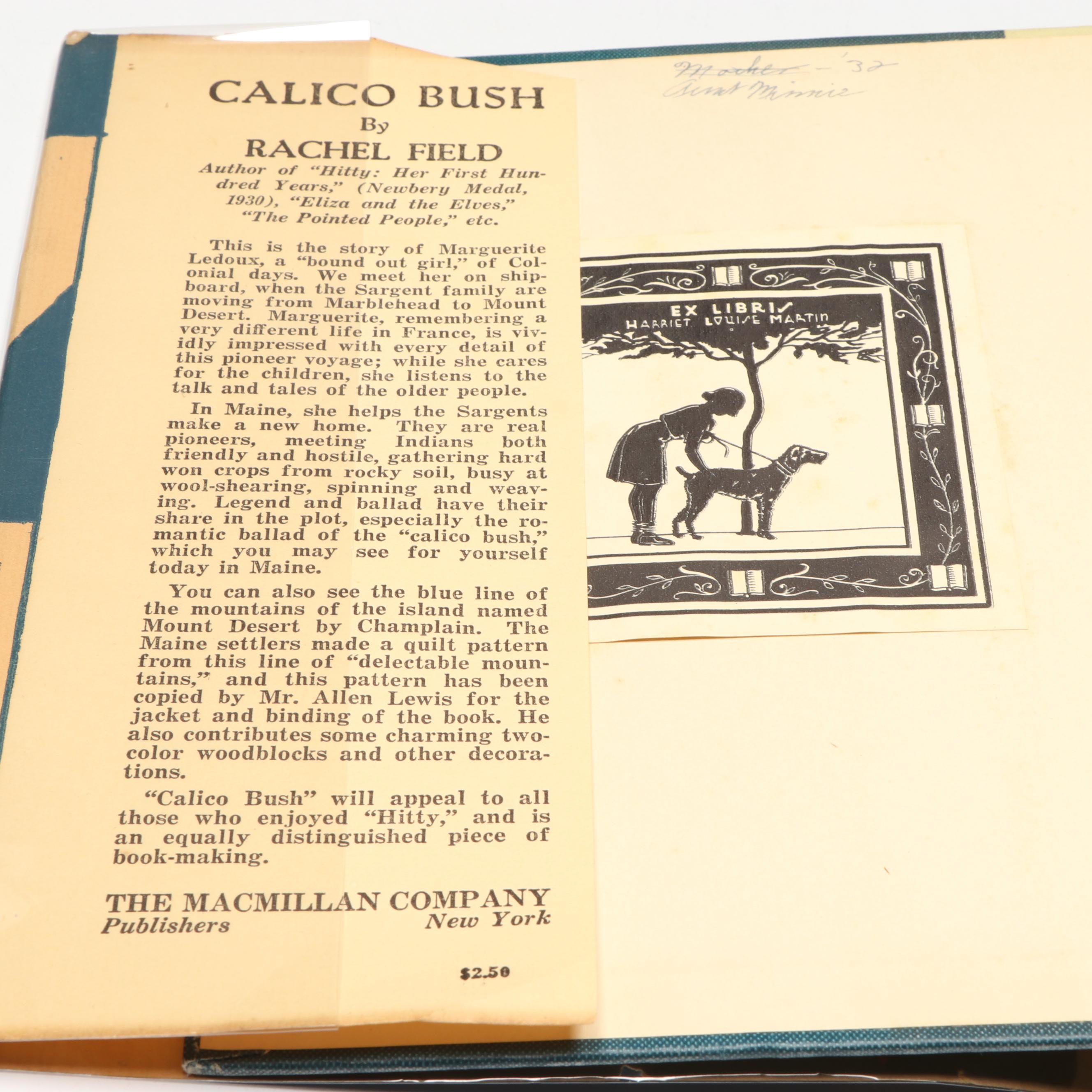Allen Lewis Illustrated First Edition "Calico Bush" by Rachel Field, 1931