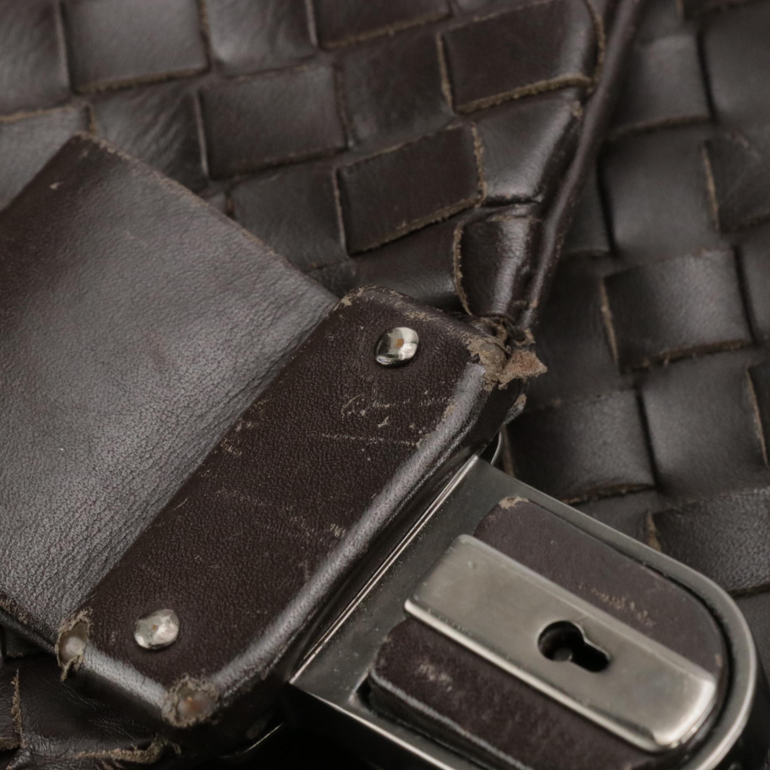 Bottega Veneta Business Briefcase Bag in Dark Brown Intrecciato Leather