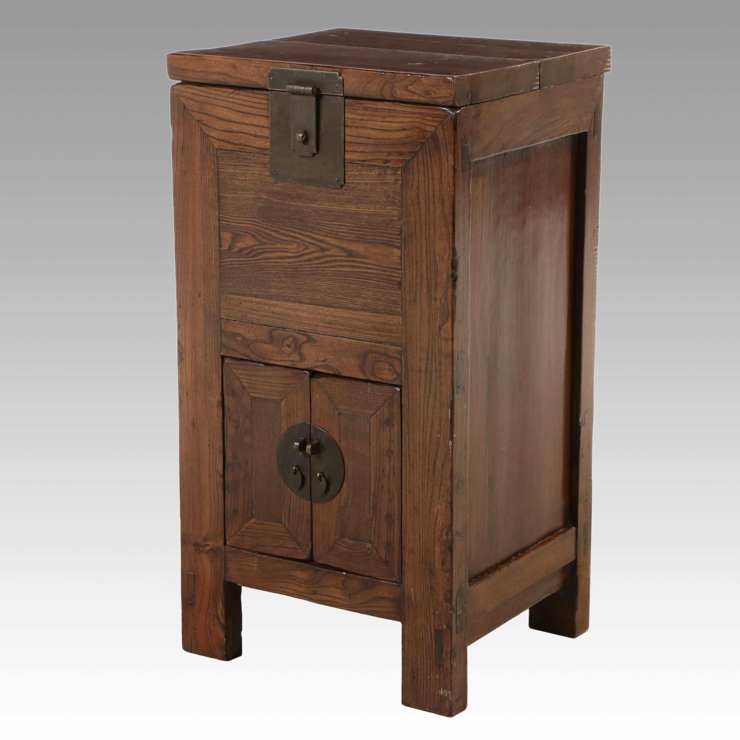 Chinese Brass Mounted Elm Cabinet