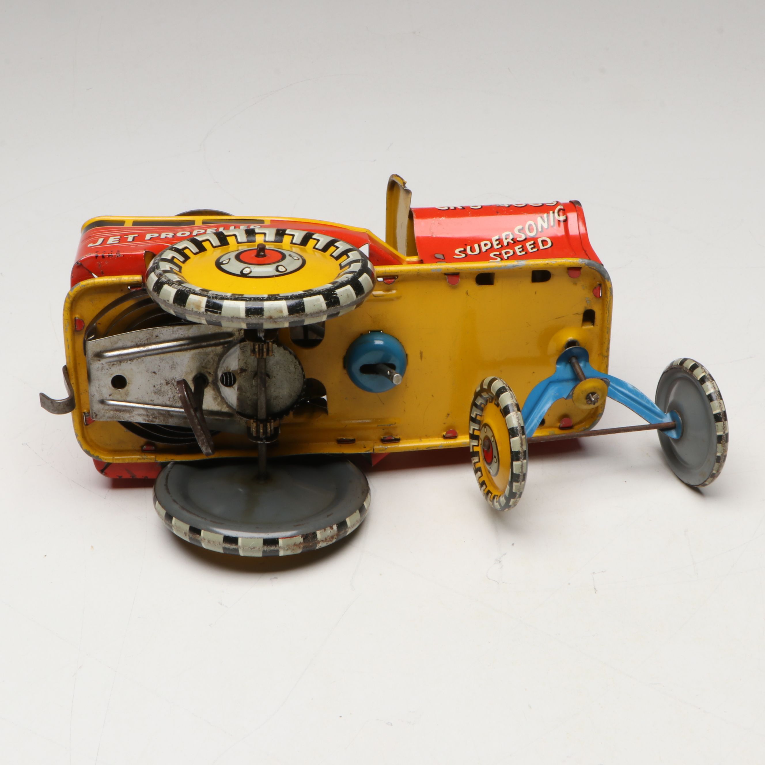 Unique Art "G.I. Joe and His Jouncing Jeep" Tin Lithograph Wind-Up Toy, 1940s