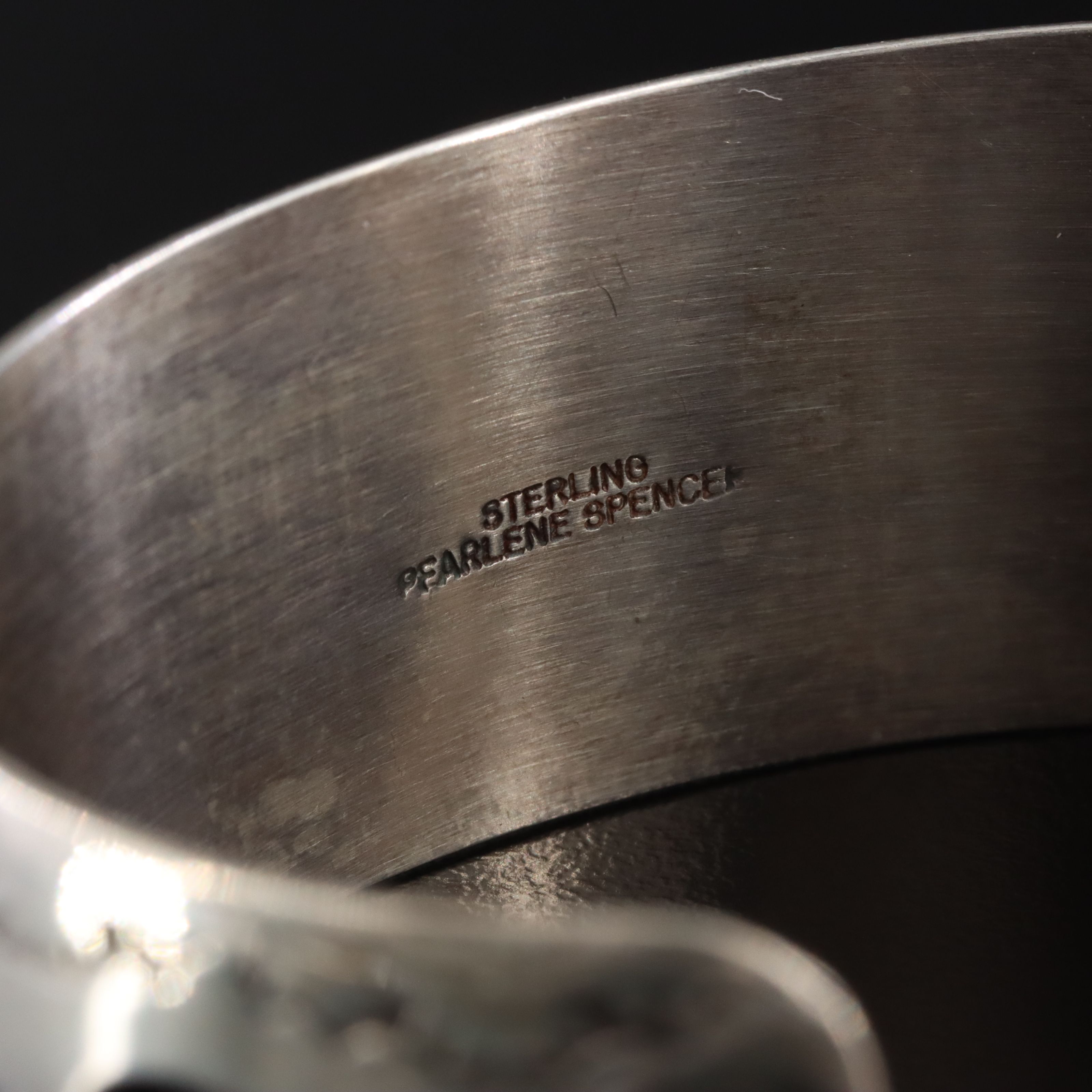 Pearlene Spencer Navajo Diné Sterling Turquoise Bear Paw Overlay Cuff