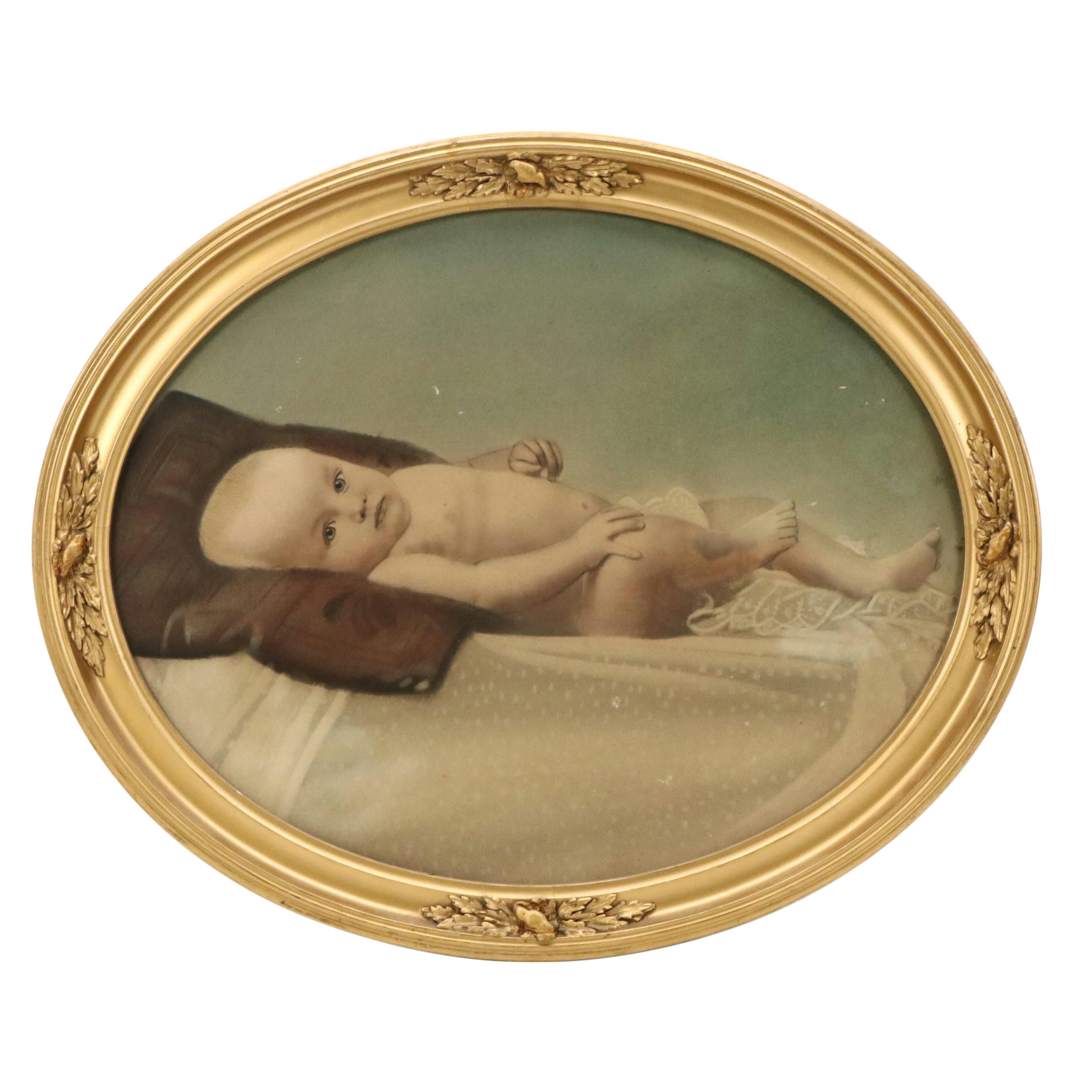 Hand-Colored Collotype of Infant, Late 19th Century