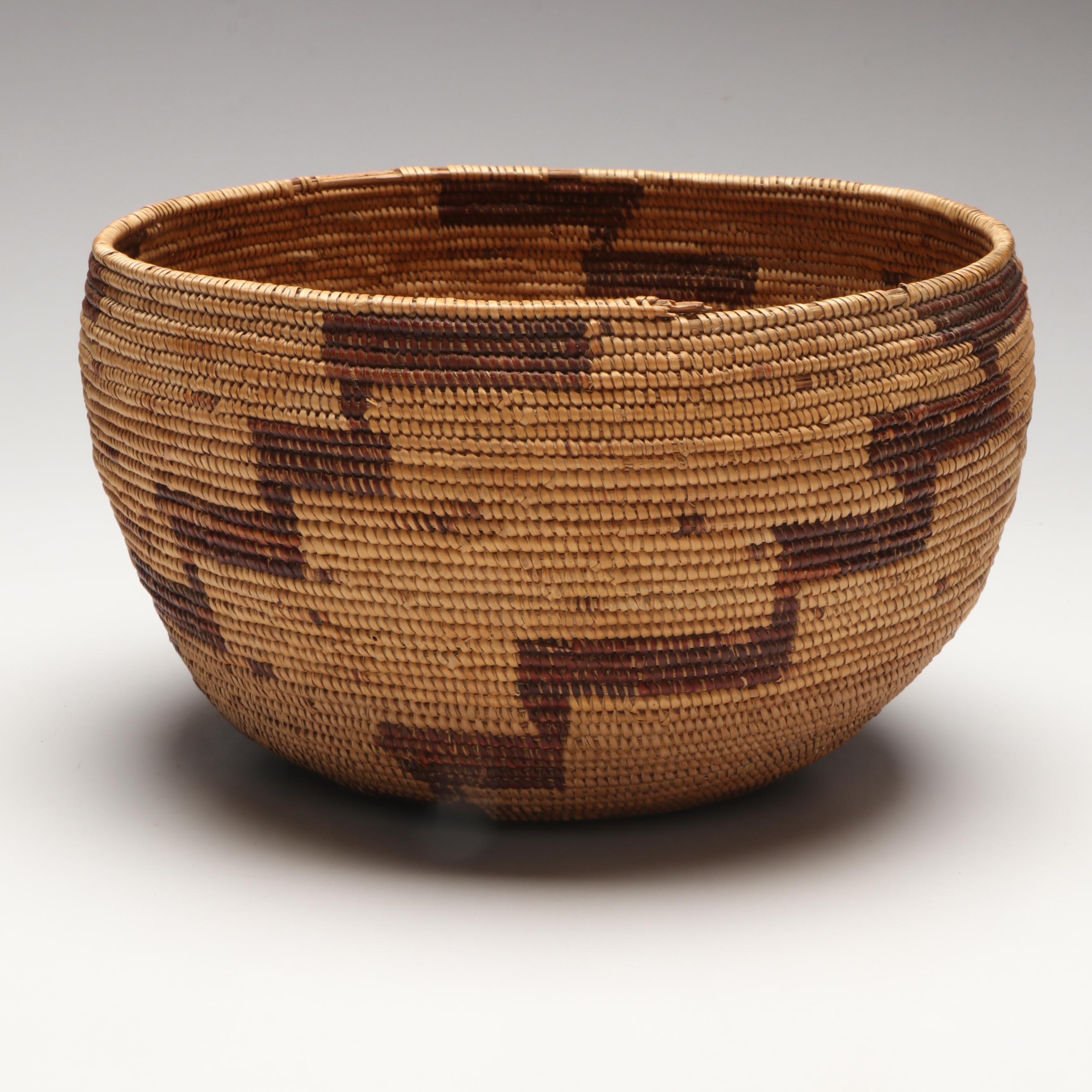 Indigenous California Coiled Basketry Bowl, 20th Century