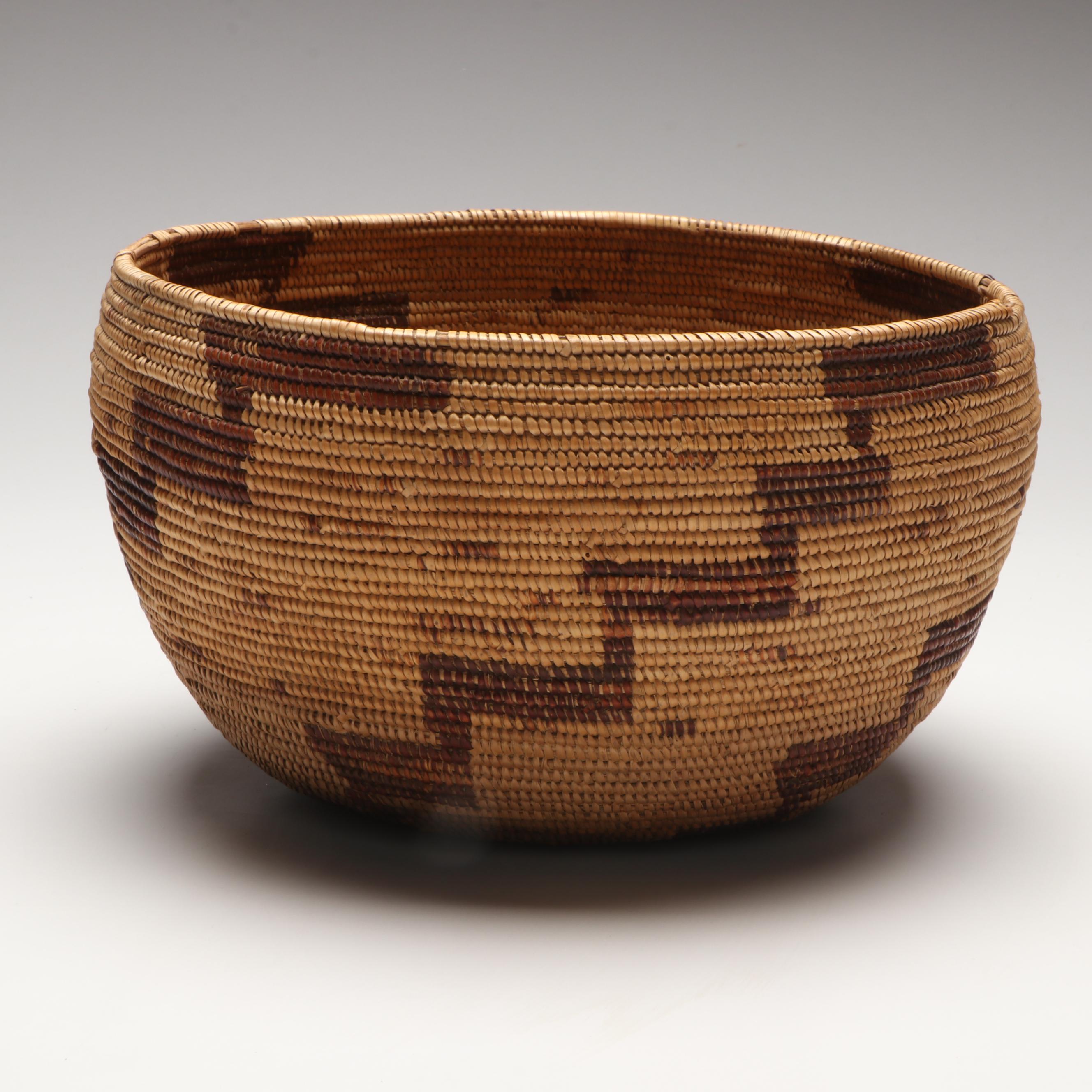 Indigenous California Coiled Basketry Bowl, 20th Century