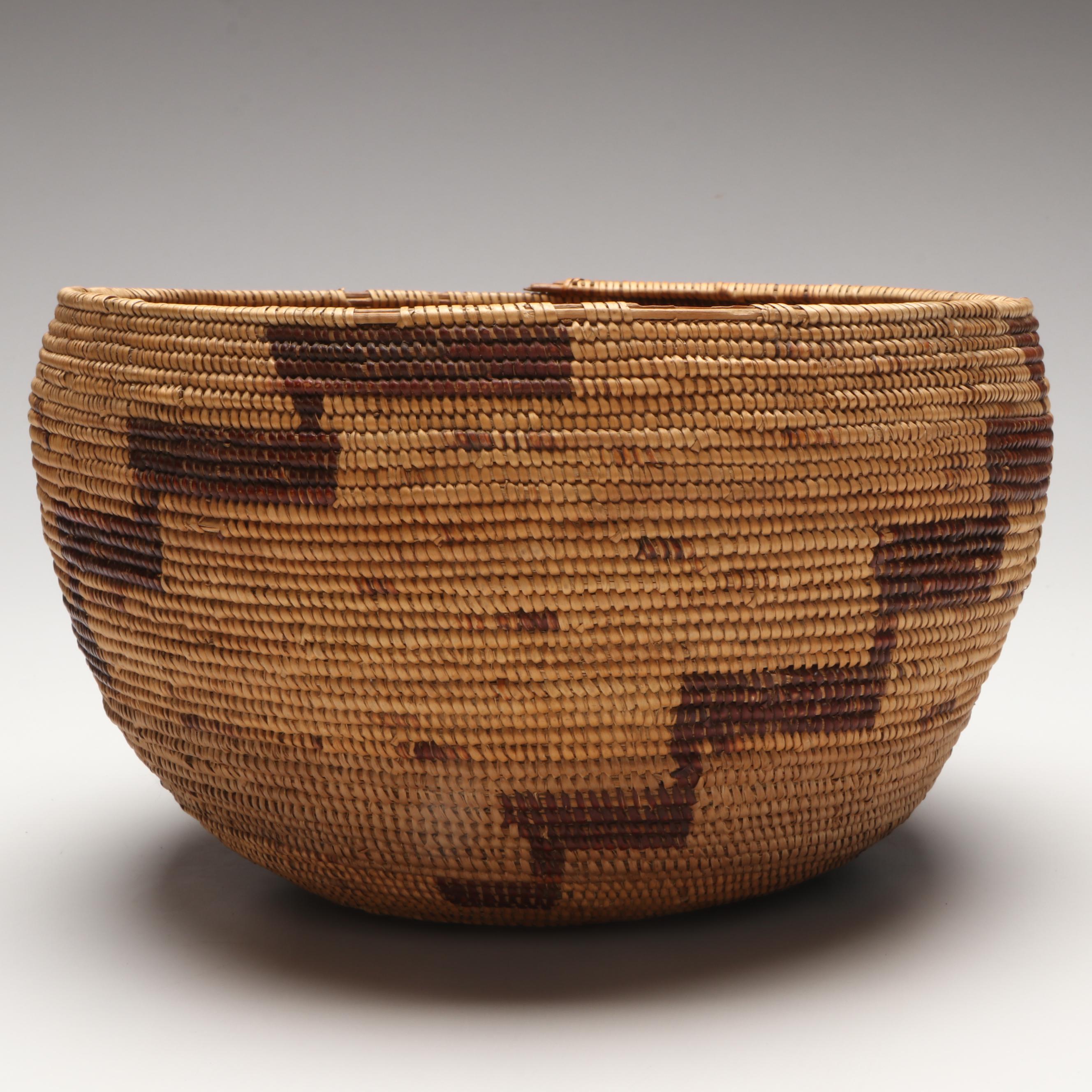 Indigenous California Coiled Basketry Bowl, 20th Century