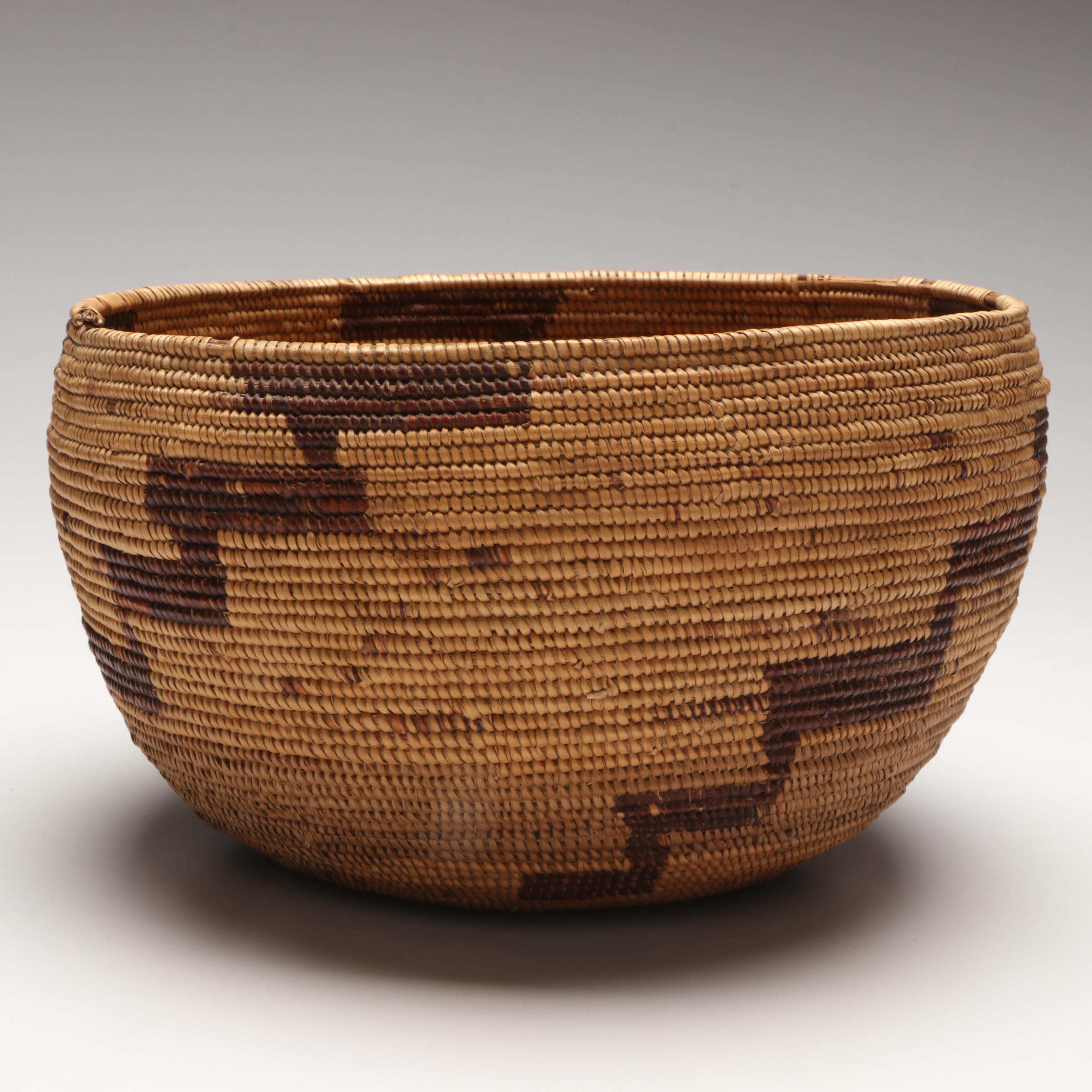 Indigenous California Coiled Basketry Bowl, 20th Century