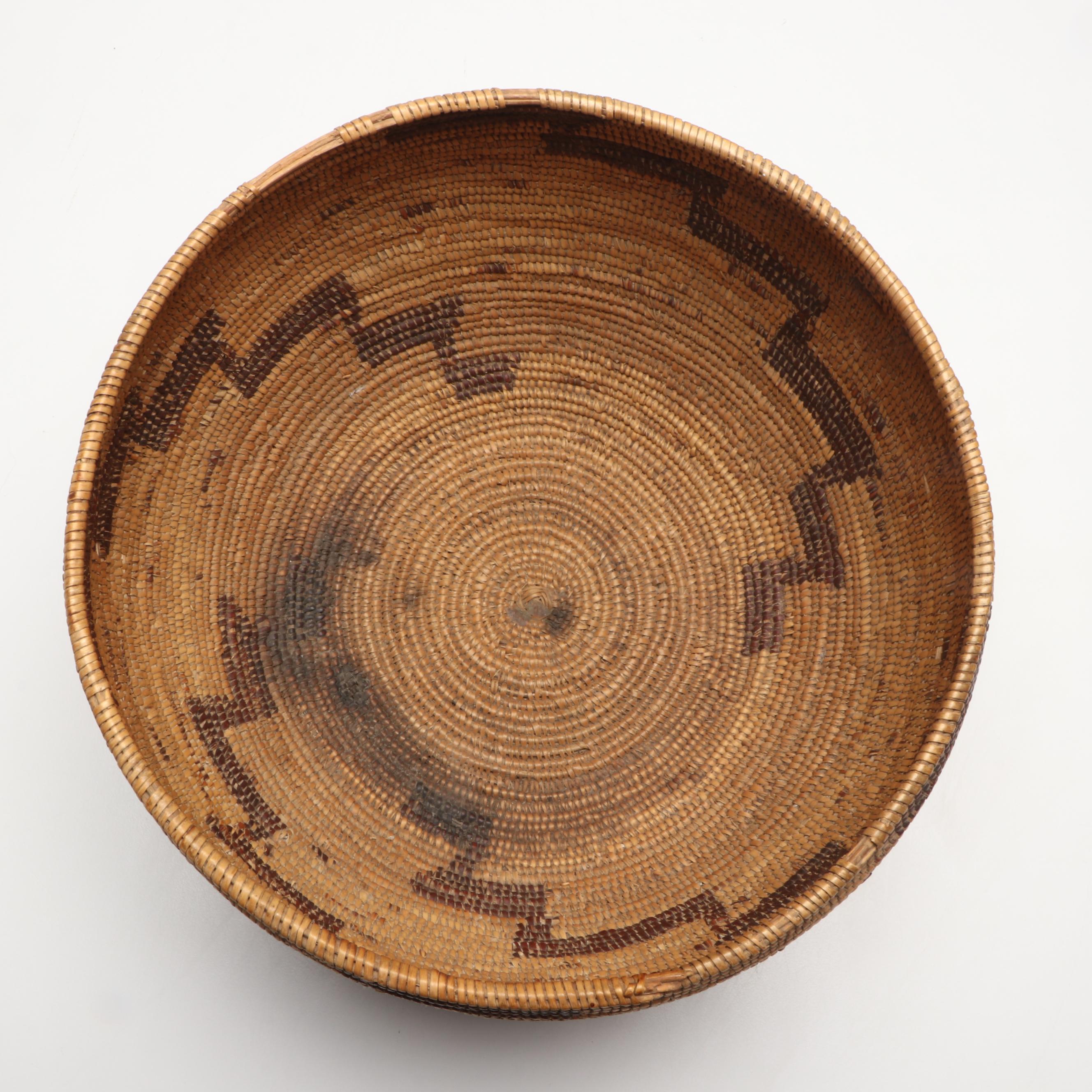 Indigenous California Coiled Basketry Bowl, 20th Century