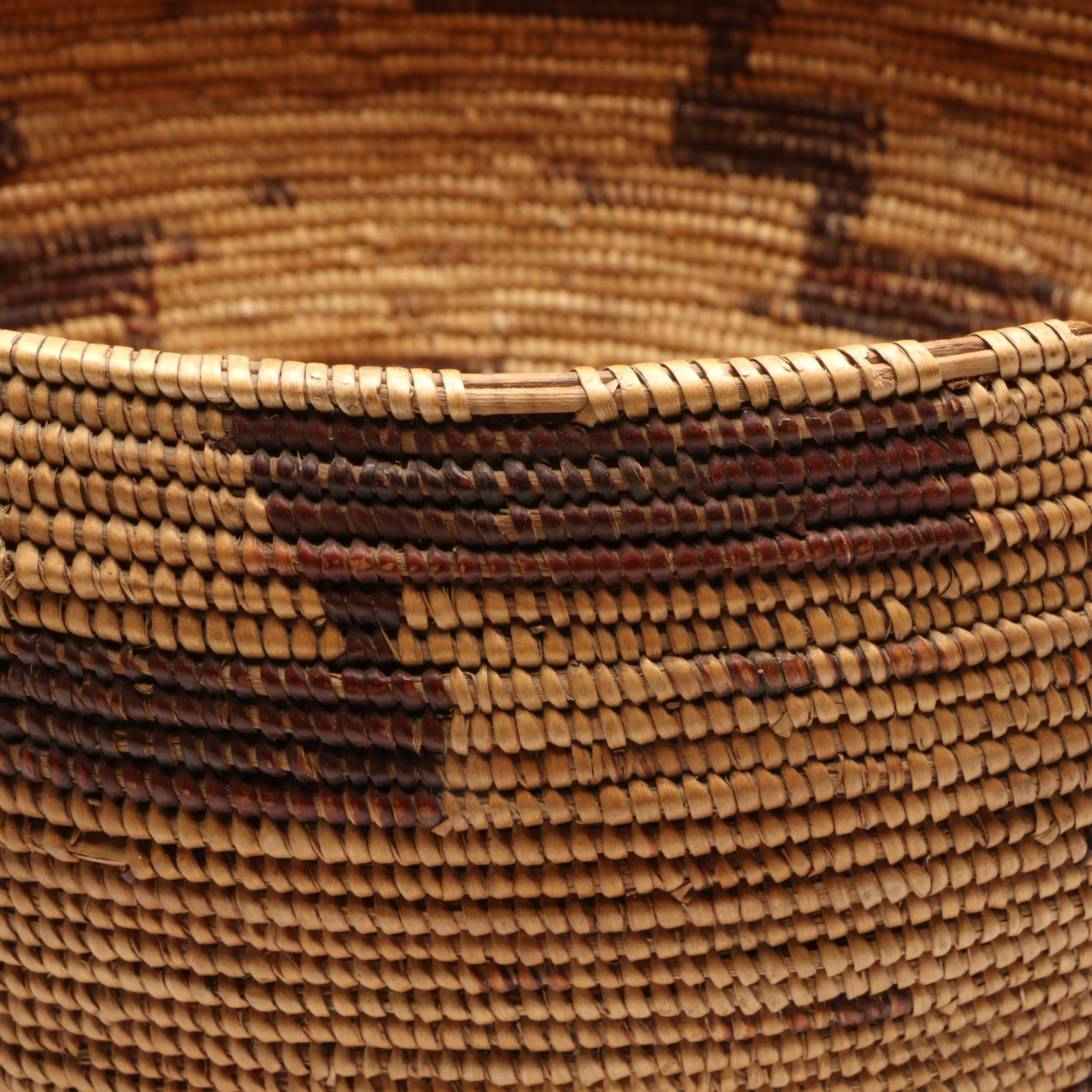 Indigenous California Coiled Basketry Bowl, 20th Century