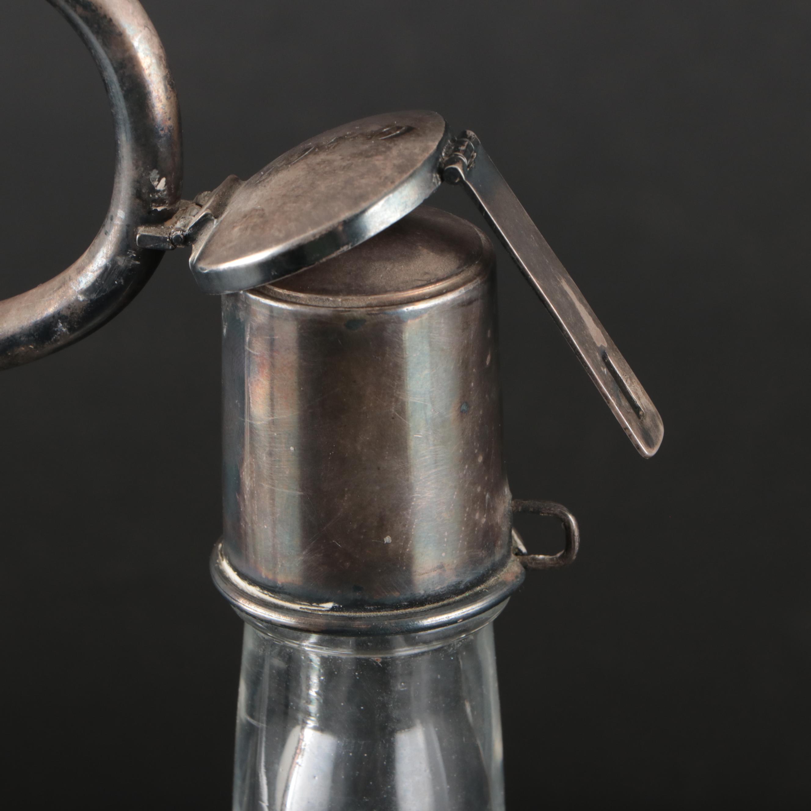 Pair of Hobbyist Hand-Painted Bottles with Locking Metal Caddy, 1940