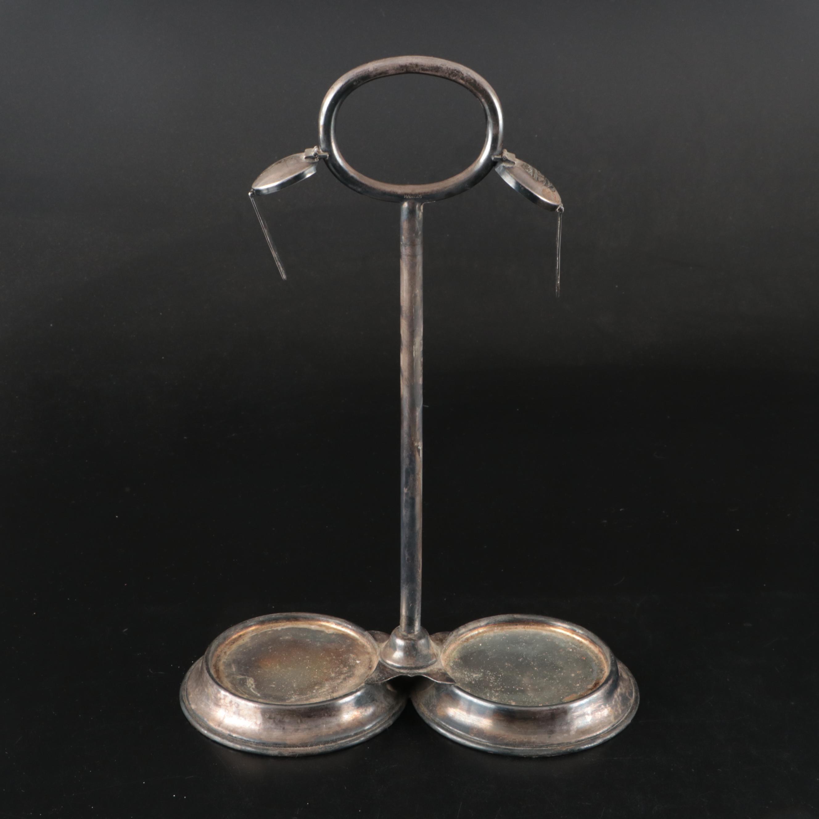 Pair of Hobbyist Hand-Painted Bottles with Locking Metal Caddy, 1940