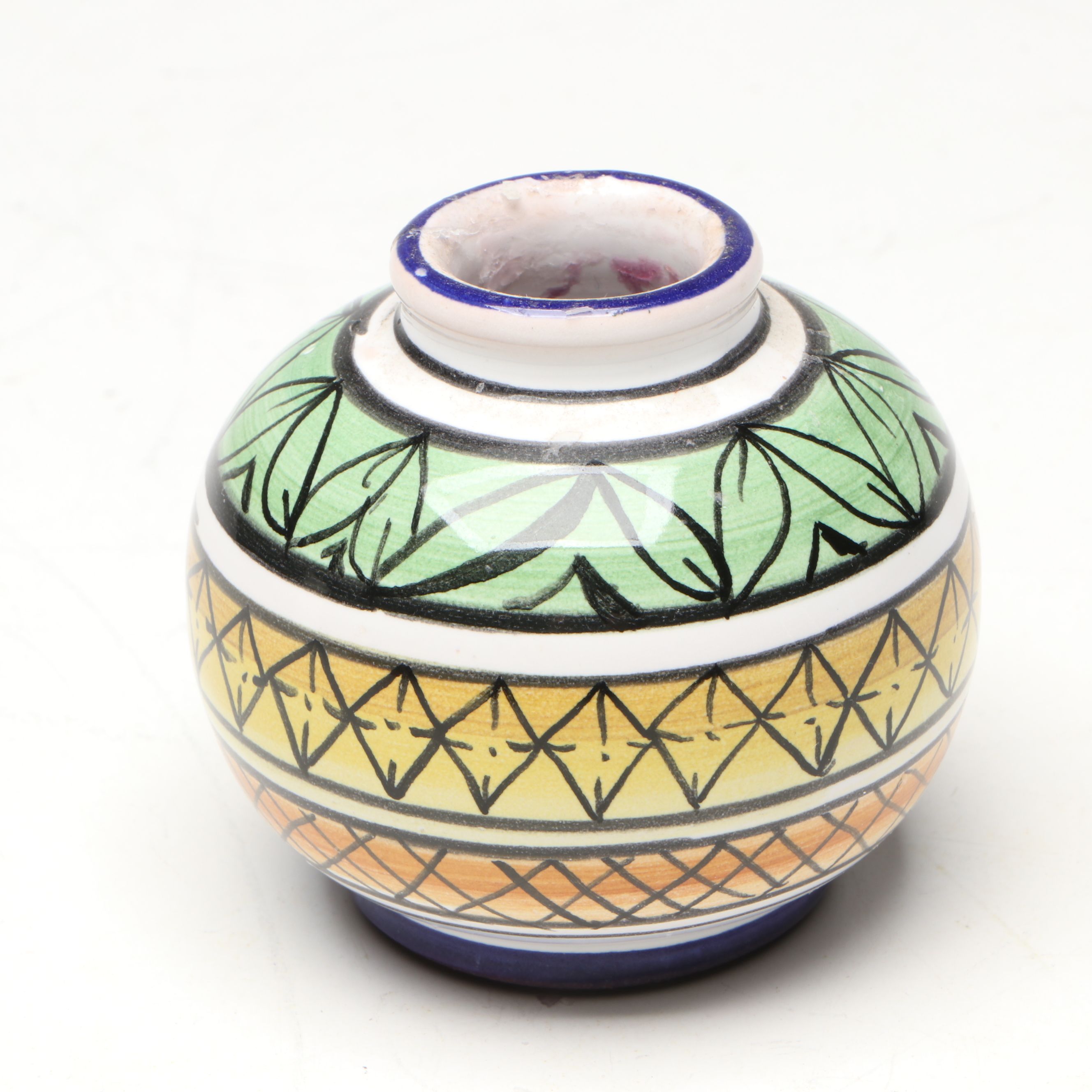 Nimet Turkish Hand-Painted Ceramic Bowls with Vase, Plate and Figurine