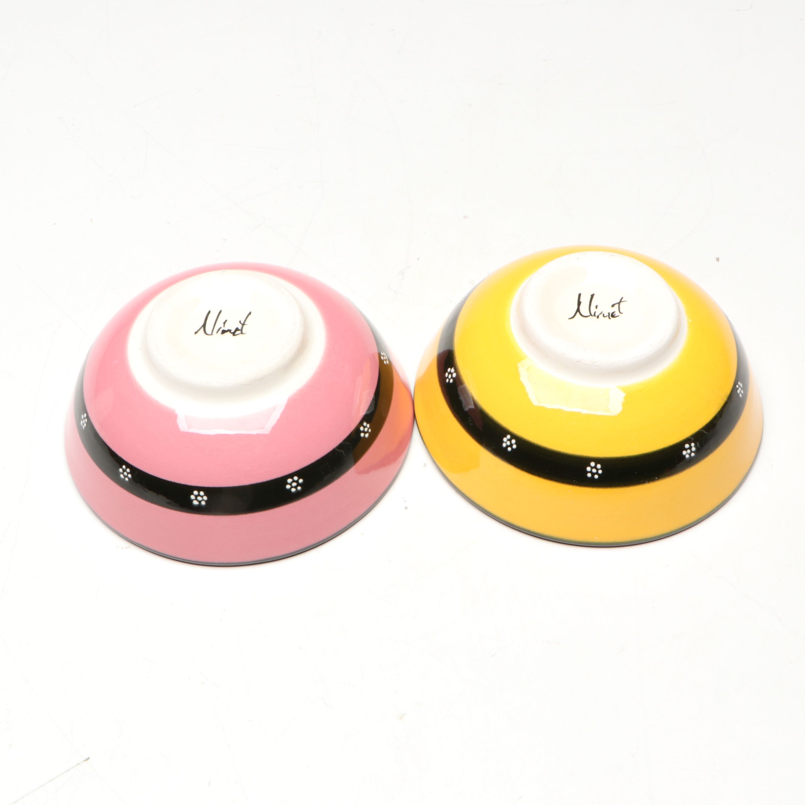 Nimet Turkish Hand-Painted Ceramic Bowls with Vase, Plate and Figurine