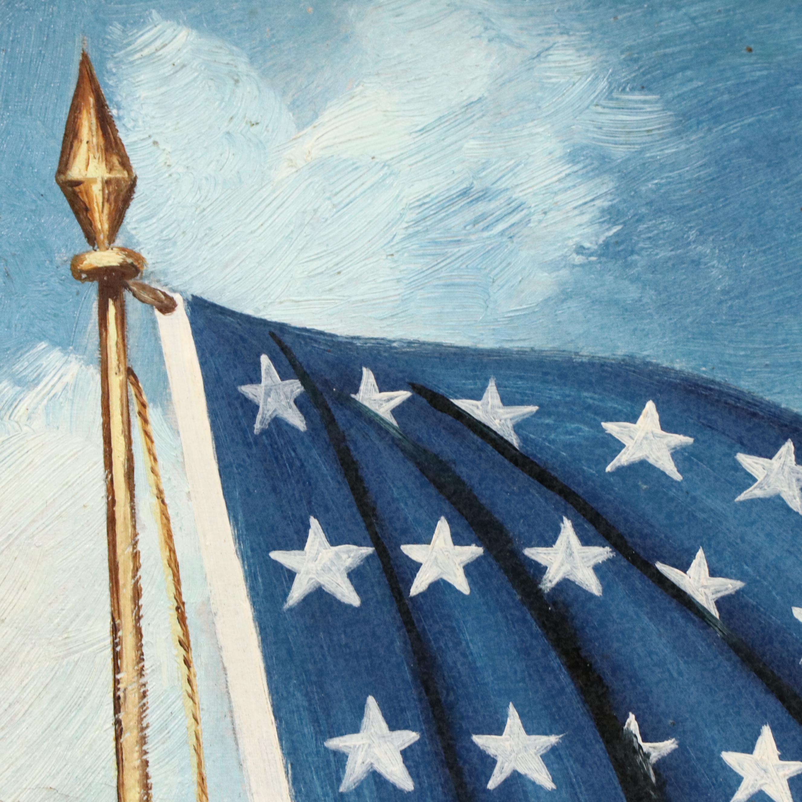 G. Matlack Patriotic Oil Painting of American Flag, 1919