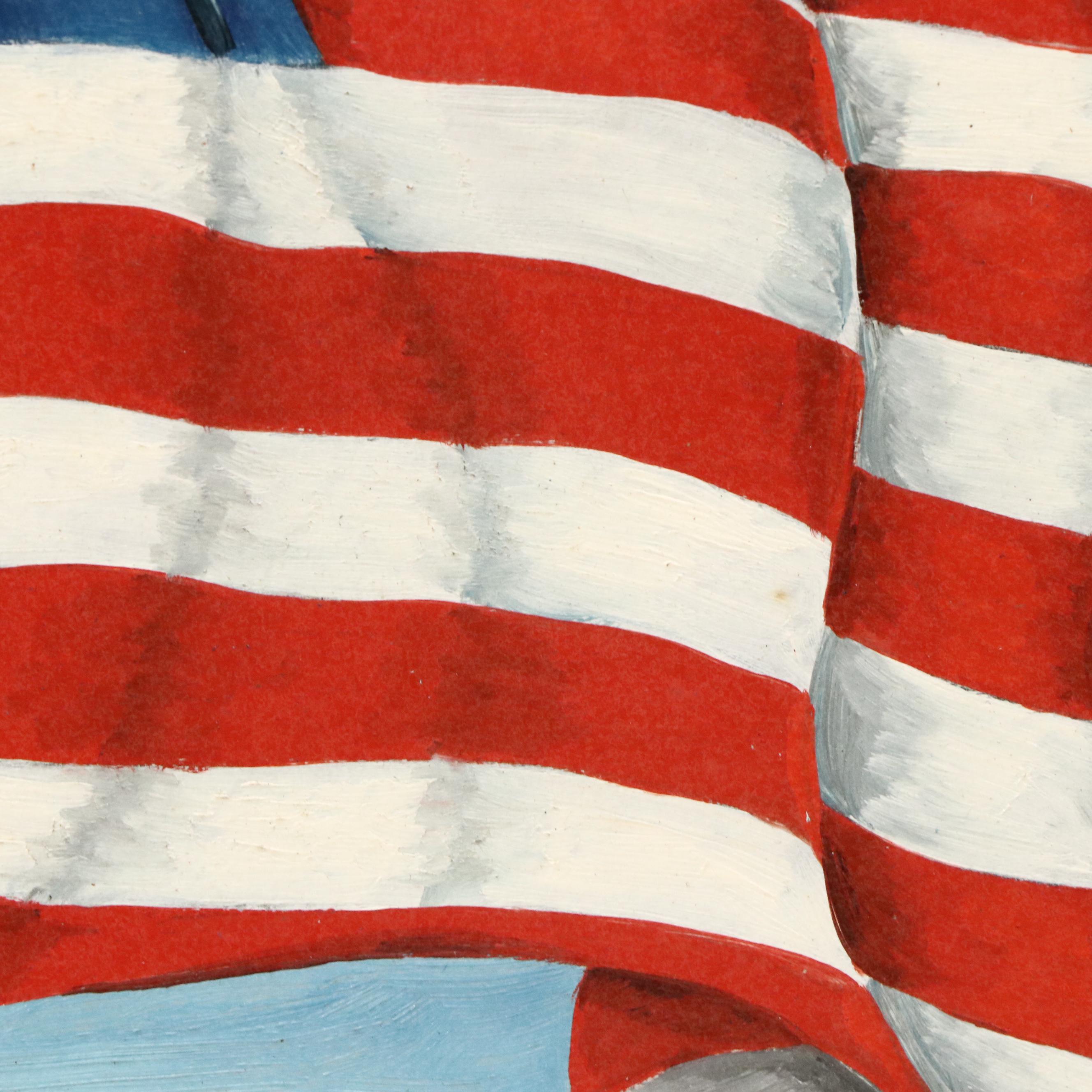 G. Matlack Patriotic Oil Painting of American Flag, 1919