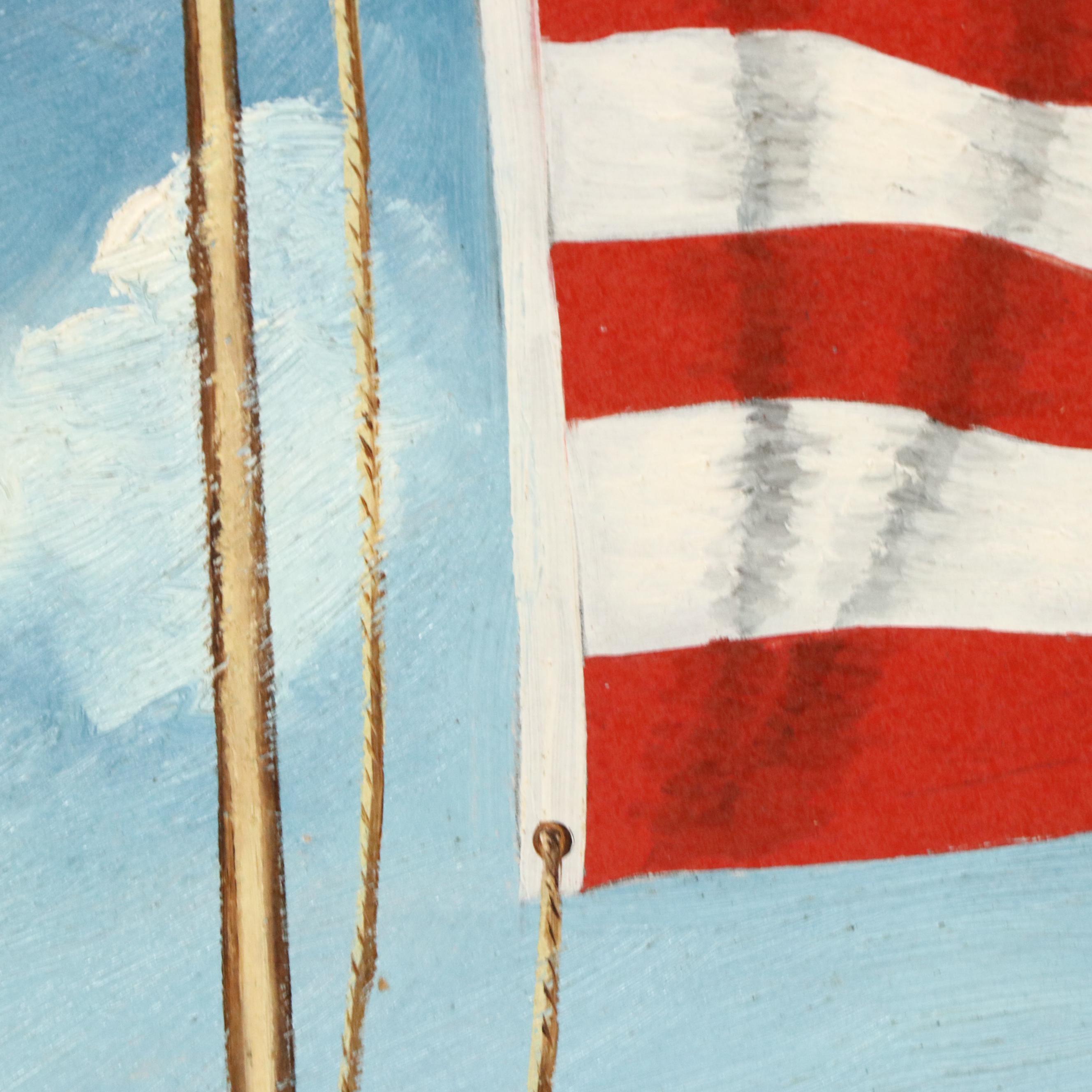 G. Matlack Patriotic Oil Painting of American Flag, 1919