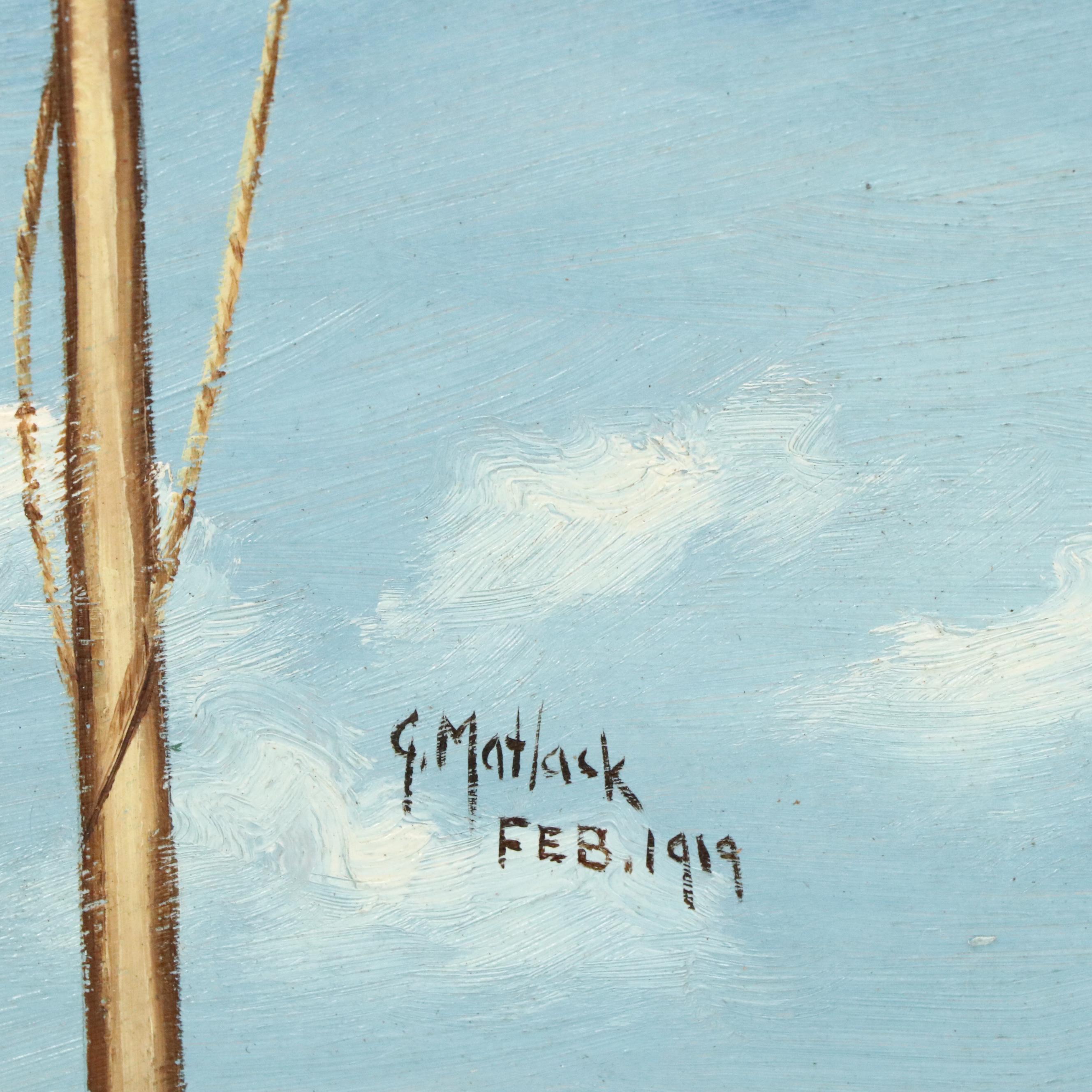 G. Matlack Patriotic Oil Painting of American Flag, 1919