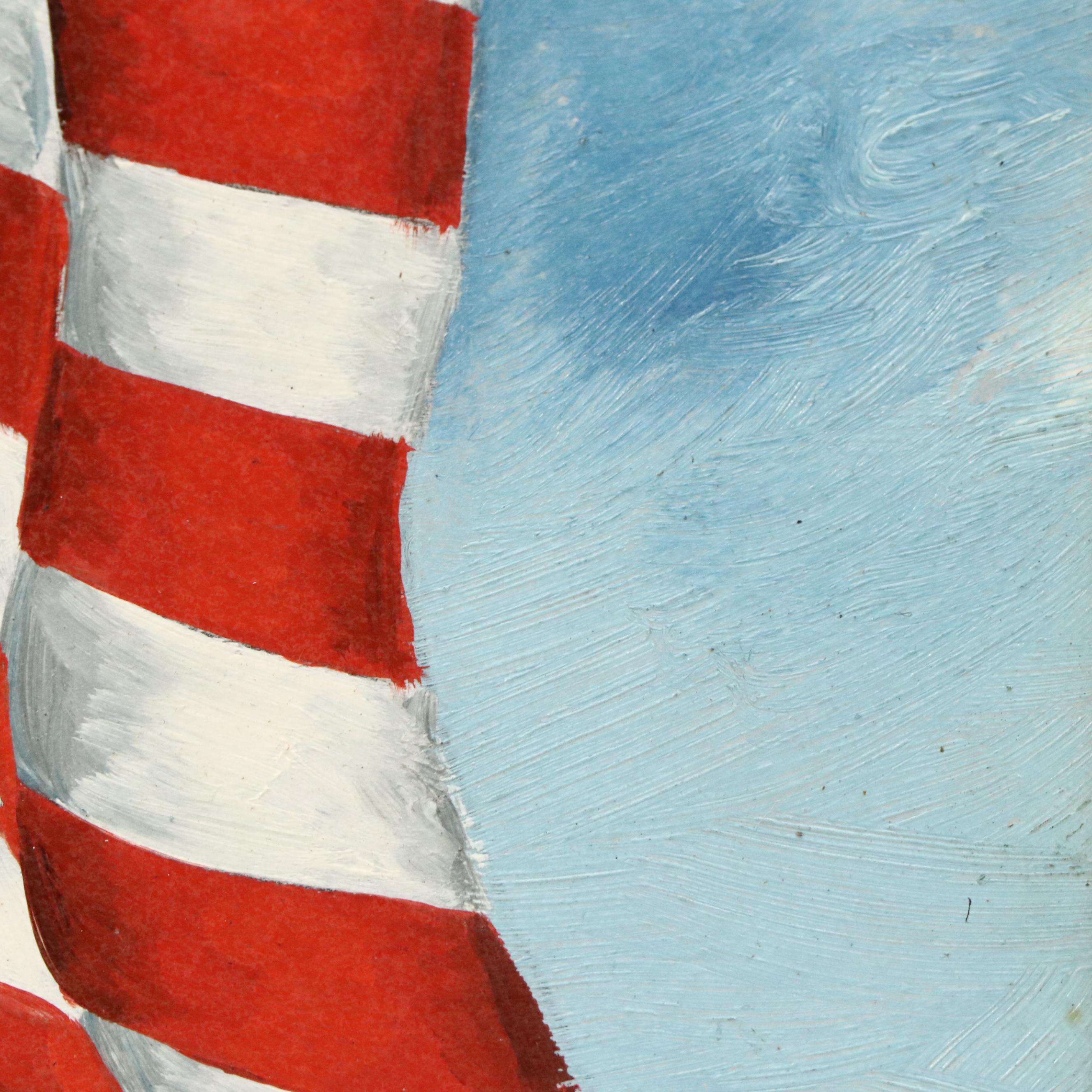 G. Matlack Patriotic Oil Painting of American Flag, 1919